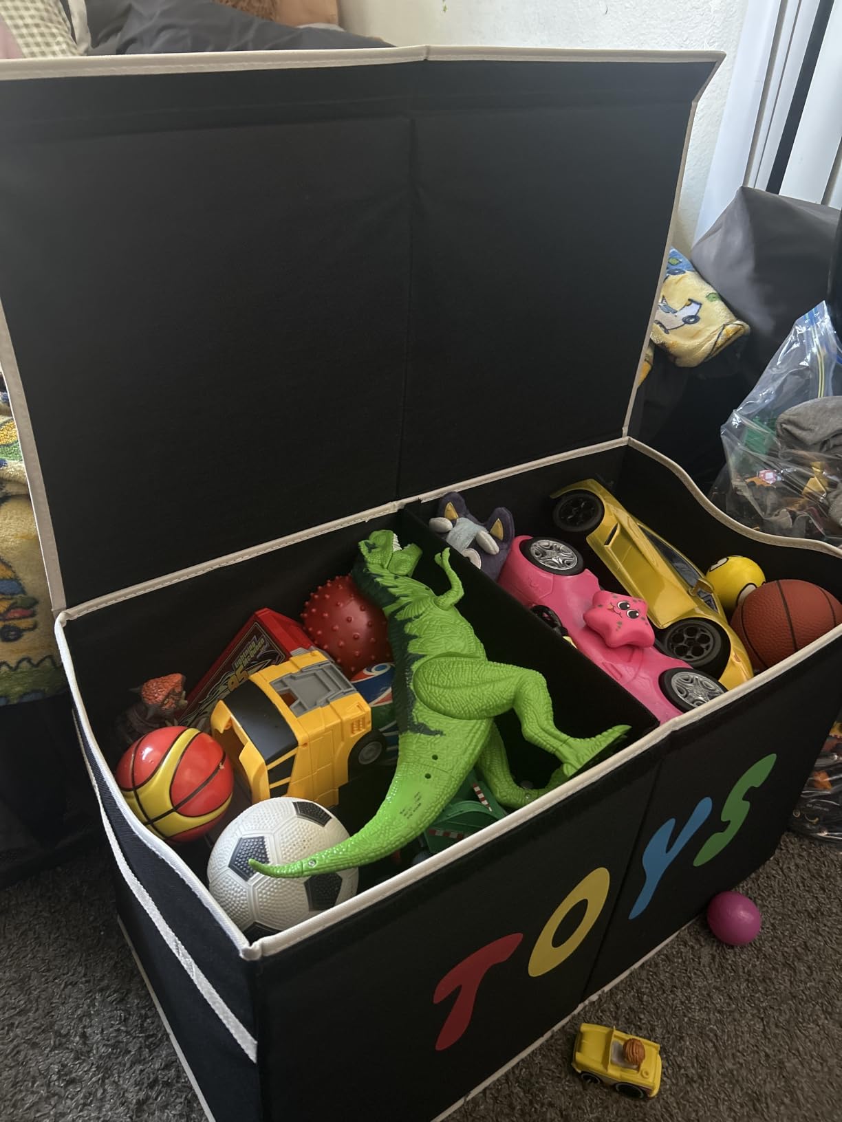 YOLOXO Toy Box Chest, Collapsible Sturdy Storage Bins with Lids, Extra Large Kids Toy Storage Organizer Boxes Bins Baskets for Kids, Boys, Girls, Nursery Room, Playroom, Closet (BLACK) customer photo 2