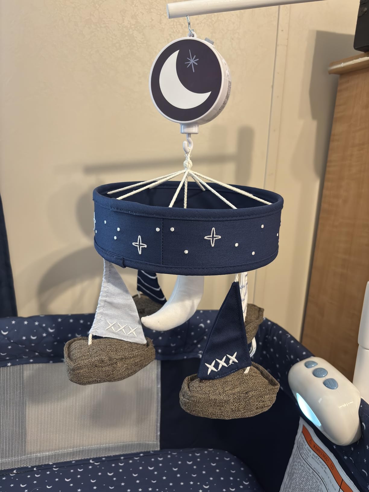 Lambs & Ivy Goodnight Moon & Clouds Musical Baby Crib Mobile Soother Toy customer photo 2