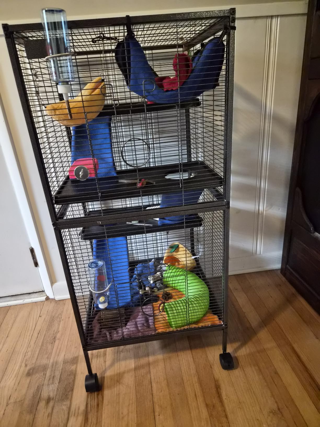 HABUTWAY 50''H Metal Small Animal Cages, Rolling Chinchilla Cage with Removable Ramps, Lagre Cage for Chinchillas/Guinea Pigs/Rabbit, Ferret Cages with Hammock & 5 Tiers, Black customer photo 1