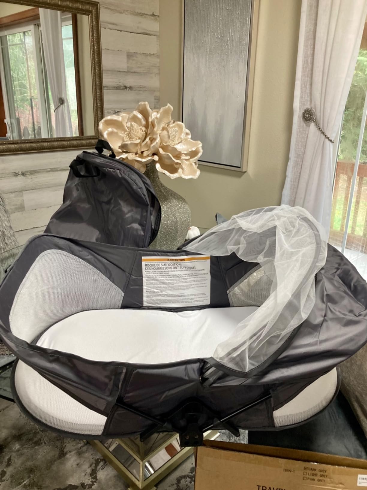 Soobaby Portable Travel Pod with Mosquito Net and Sunshade Canopy,Lightweight Washable,Gray customer photo 1