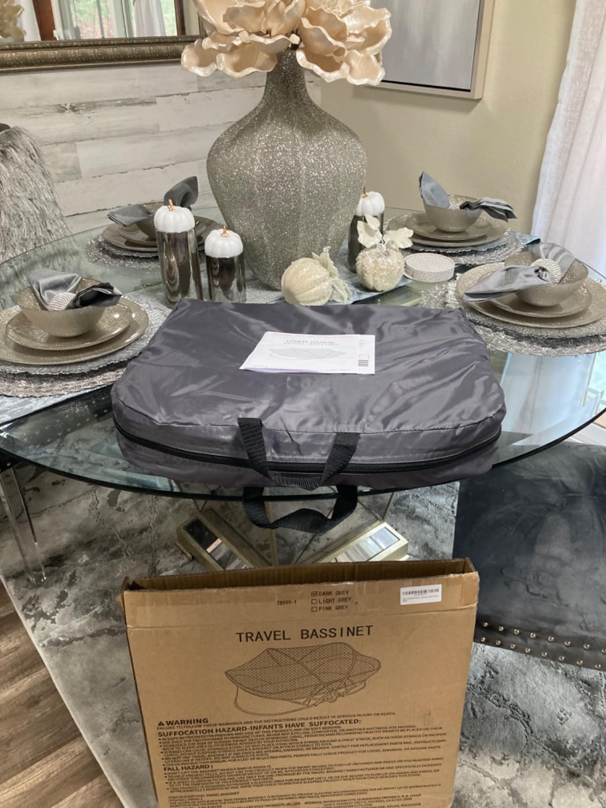 Soobaby Portable Travel Pod with Mosquito Net and Sunshade Canopy,Lightweight Washable,Gray customer photo 2