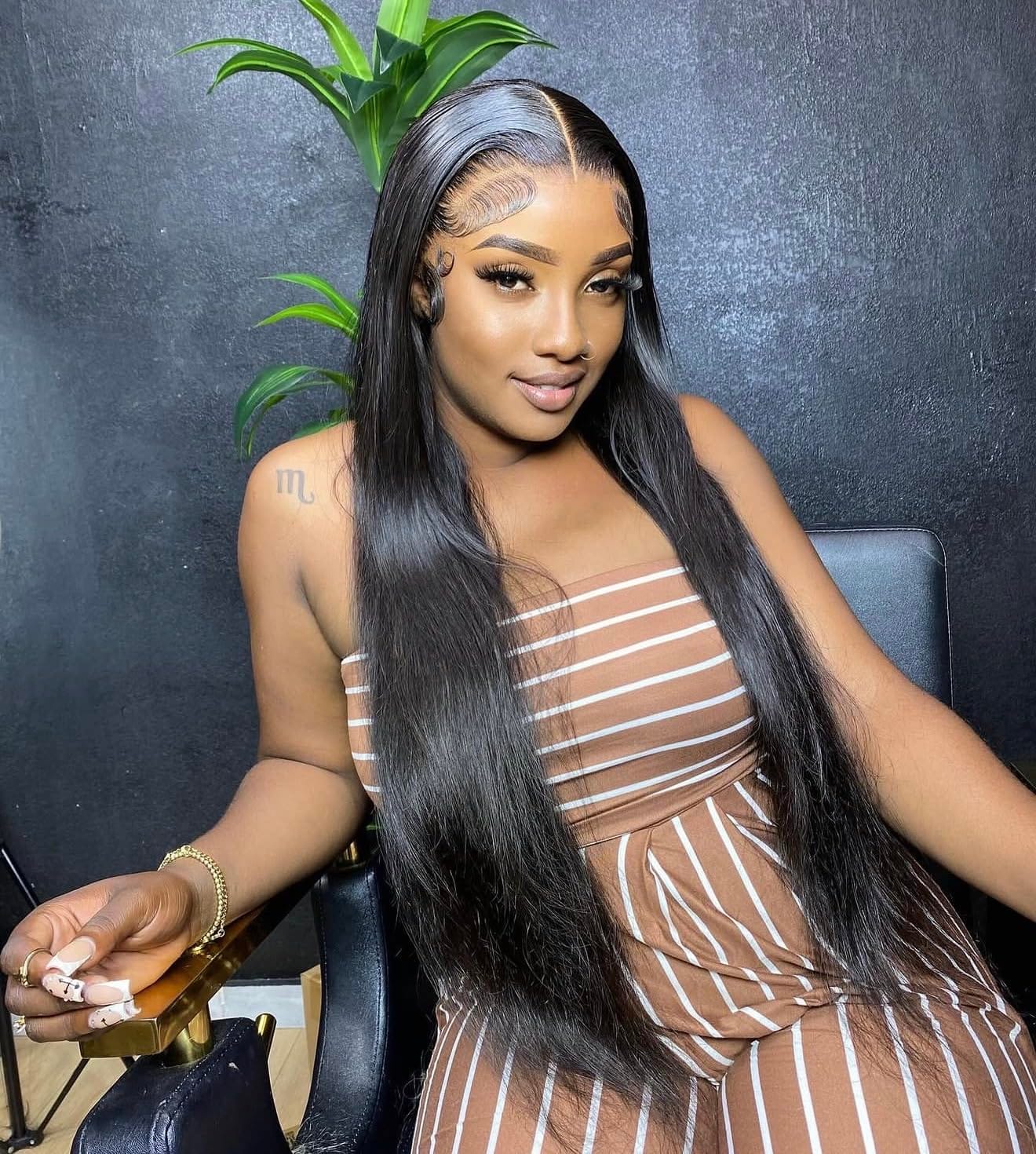 30 Inch Lace Front Wigs Human Hair Pre Plucked with Baby Hair 200 Density Real Human Hair Wig Straight 13x4 HD Lace Frontal wigs customer photo 1