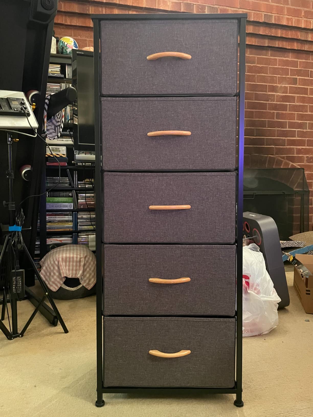 Tall Dresser Vertical Fabric Storage Tower Organizer, 5 Drawers (White) customer photo 1