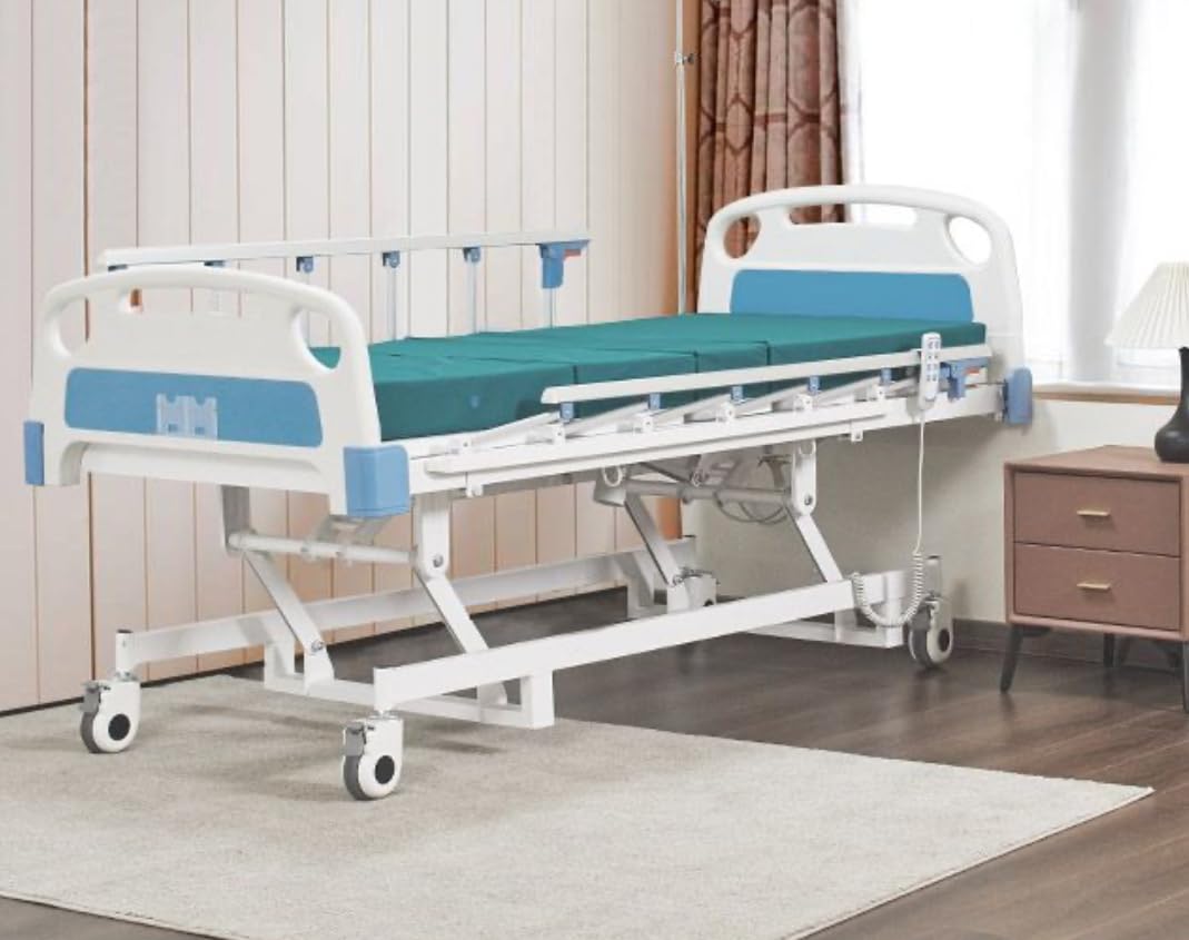 Hospital Bed Electric 3 Function, 5-Inch Locking Casters for Home Hospital Use, 530LBS Loading, with Remote Control, IV Pole, Mattress, Dining Table, Includes Sheets (2X) customer photo 1