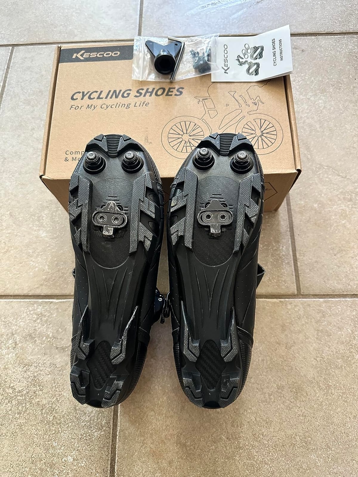 KESCOO Mens Mountain Bike Shoes with 2-Bolts SPD Cleats Cycling Shoes customer photo 2