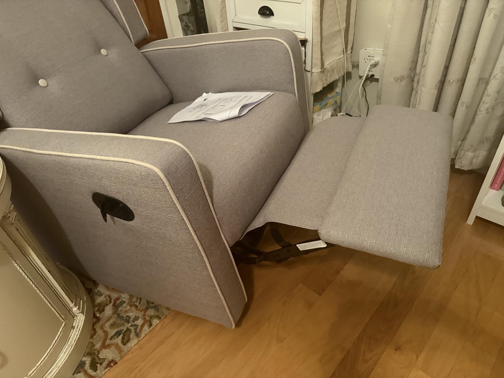 CANMOV Swivel Rocker Recliner Chair, Nursery Glider Chair, Nursery Rocking Chairs, Manual Reclining Chair, White customer photo 2