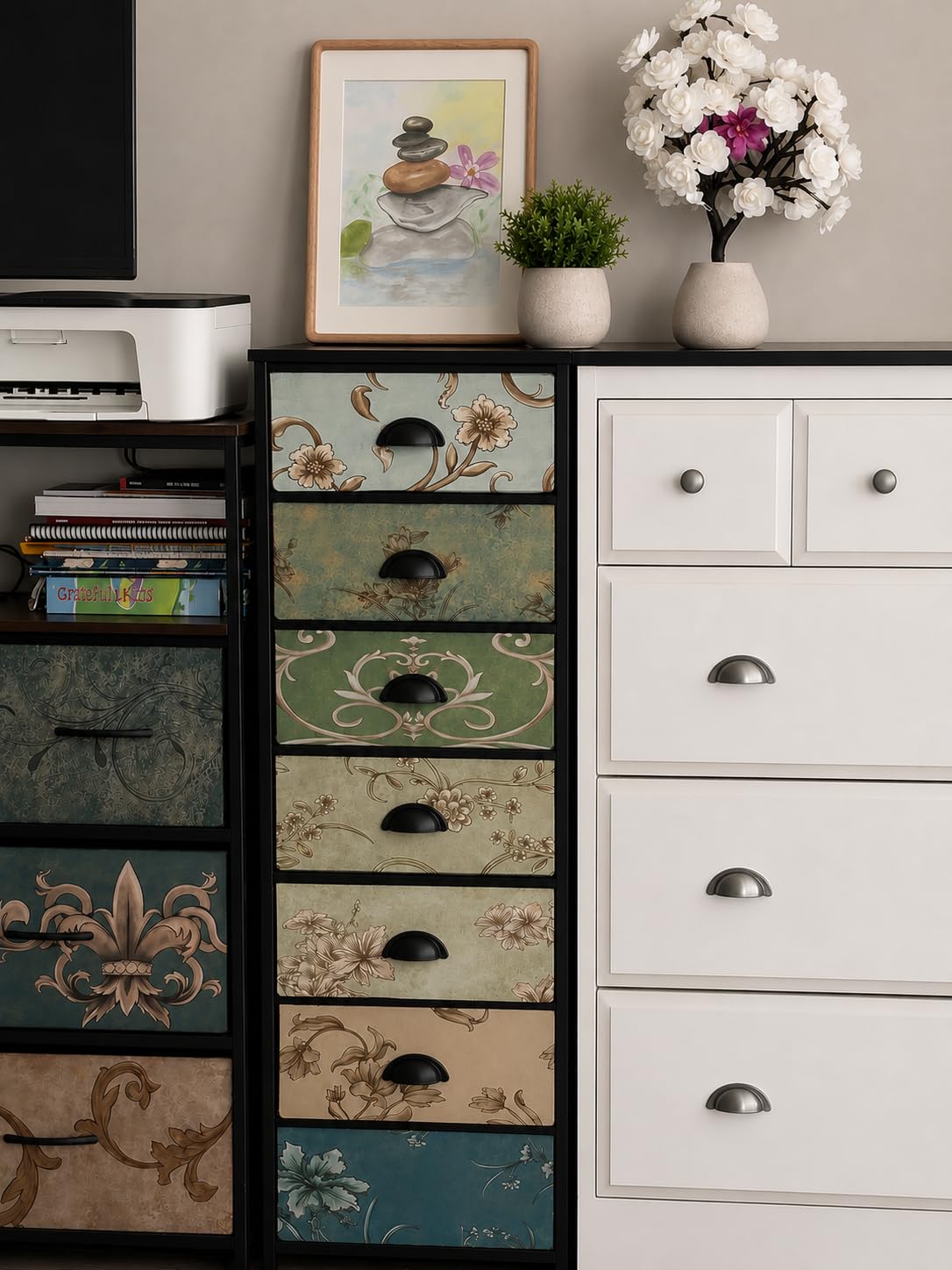 Furnulem 5 Drawer Dresser for Bedroom, Vintage Tall Skinny Storage Dressers customer photo 2