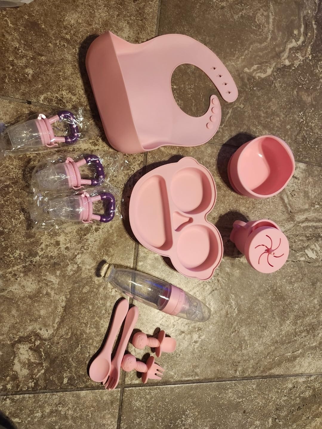 Silicone Baby Feeding Set, Miicasa Baby Led Weaning Supplies Kit With Suction Bowl & Car Plate, Bib, Spoon, Fork, Cup - Food-Grade Silicone, Dishwasher-Safe, No BPAs - For 3+ Months customer photo 1