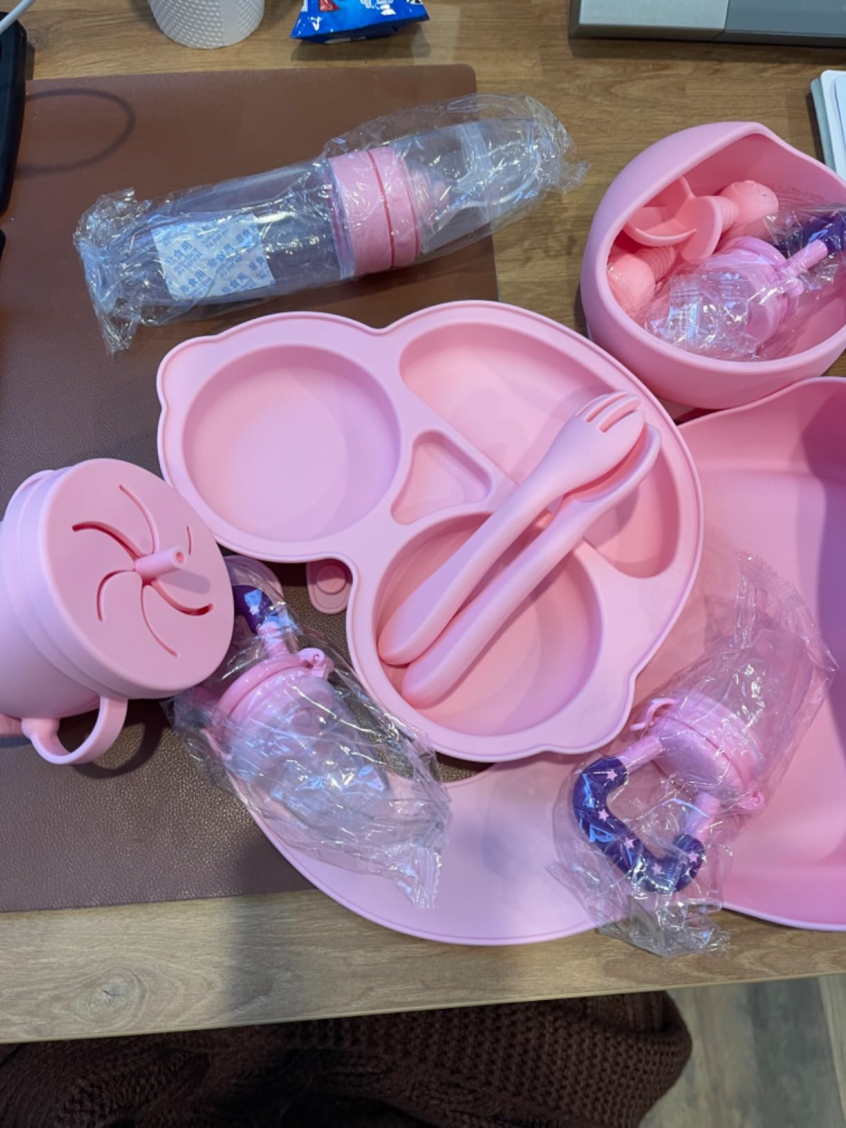 Silicone Baby Feeding Set, Miicasa Baby Led Weaning Supplies Kit With Suction Bowl & Car Plate, Bib, Spoon, Fork, Cup - Food-Grade Silicone, Dishwasher-Safe, No BPAs - For 3+ Months customer photo 2