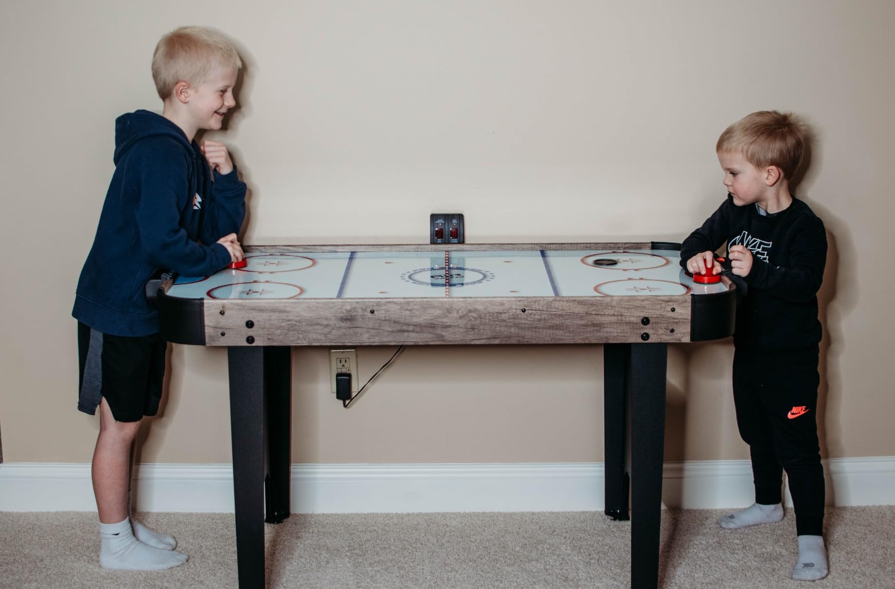 GoSports 48 Inch Air Hockey Arcade Table - Oak or Black - Includes 2 Pushers, 3 Pucks, AC Motor, and LED Scoreboard customer photo 2