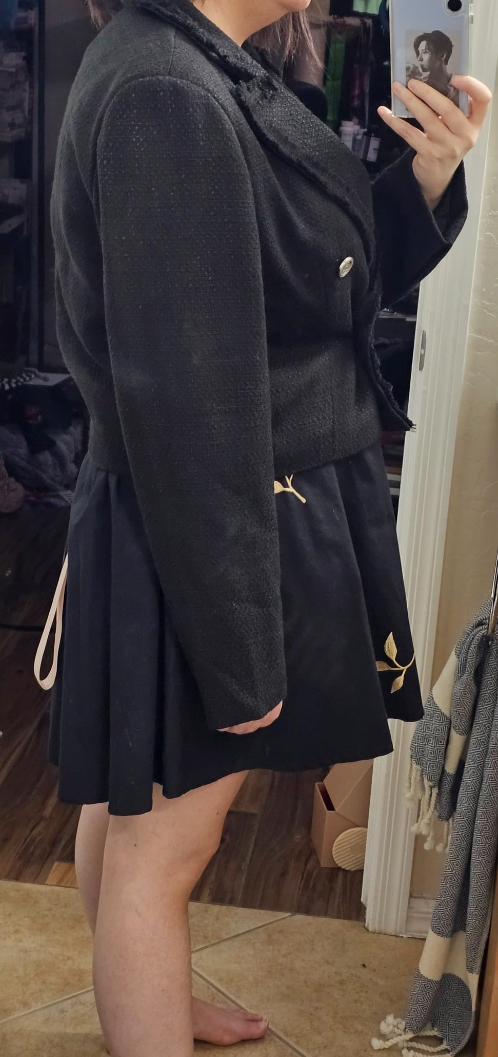 Mina Self 2026 Spring Women's Tweed Blazer Jacket - Fashion Warm Fully Lined Elegant Trendy Casual Cute Coat with Pockets customer photo 2
