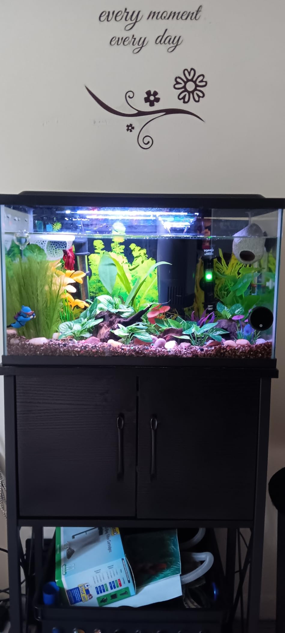 Herture 5-10 Gallon Fish Tank Stand, Metal Double Aquarium Stand with Cabinet for Fish Tank Accessories Storage, Heavy Duty 20.5