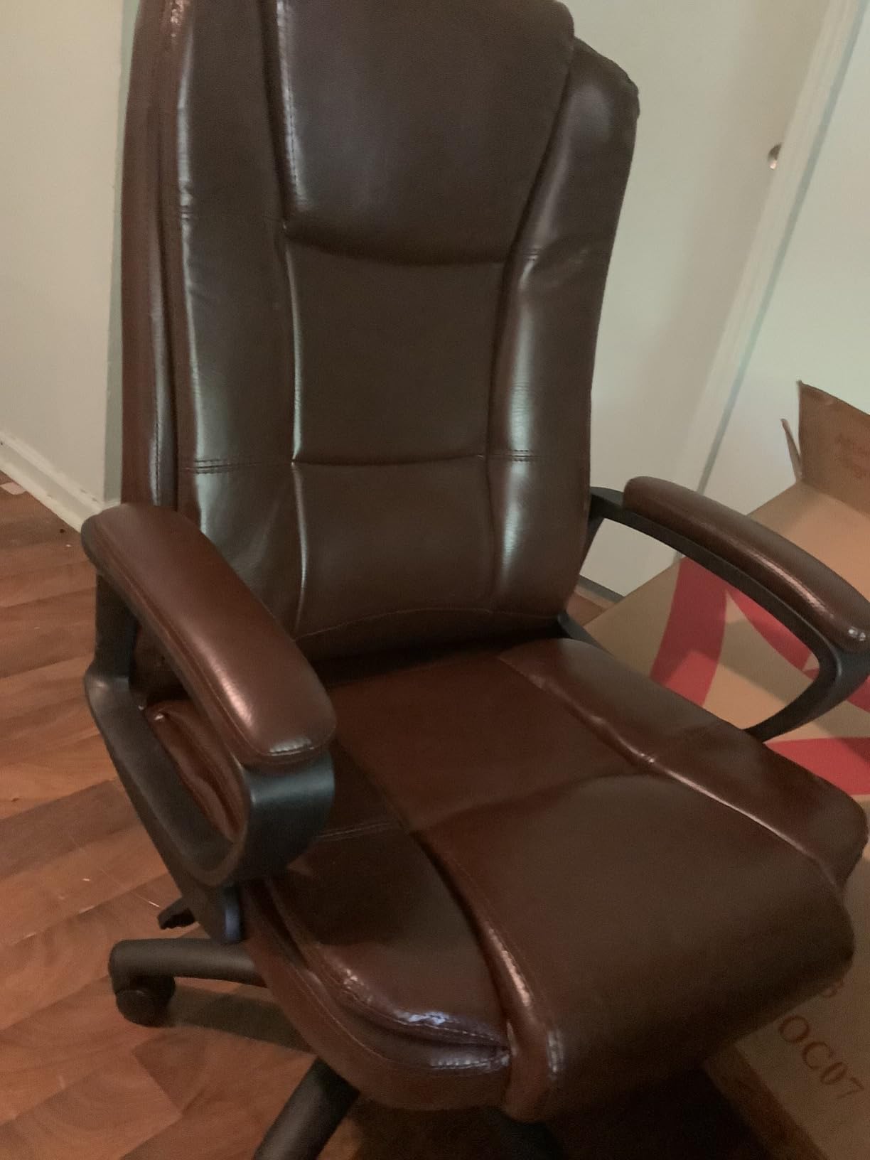 LEMBERI Adjustable High Back PU Leather Executive Office Chair, Brown customer photo 1
