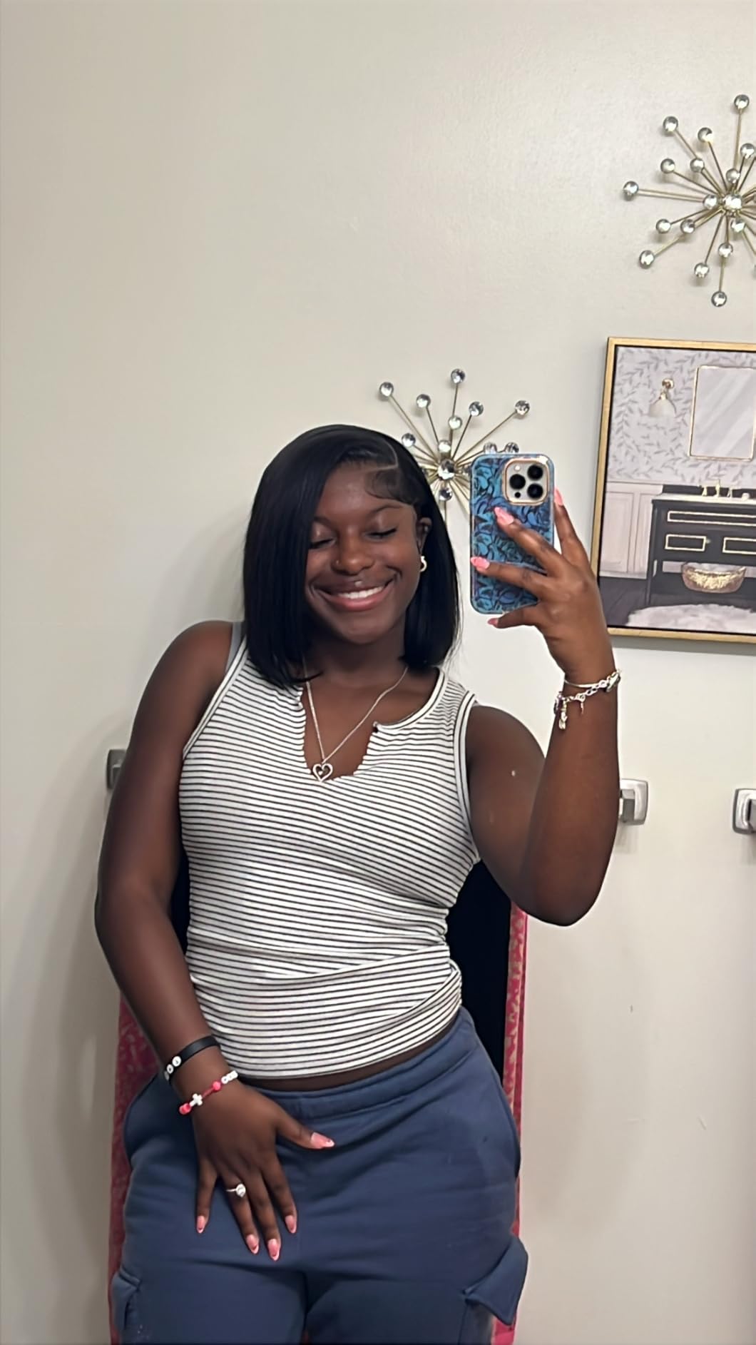Bob Wig Human Hair 13x4 HD Lace Frontal Short Straight Lace Front Bob Wigs for Black Women Human Hair Pre Plucked Glueless Side Part 180% Density Black Color 14 Inch customer photo 1
