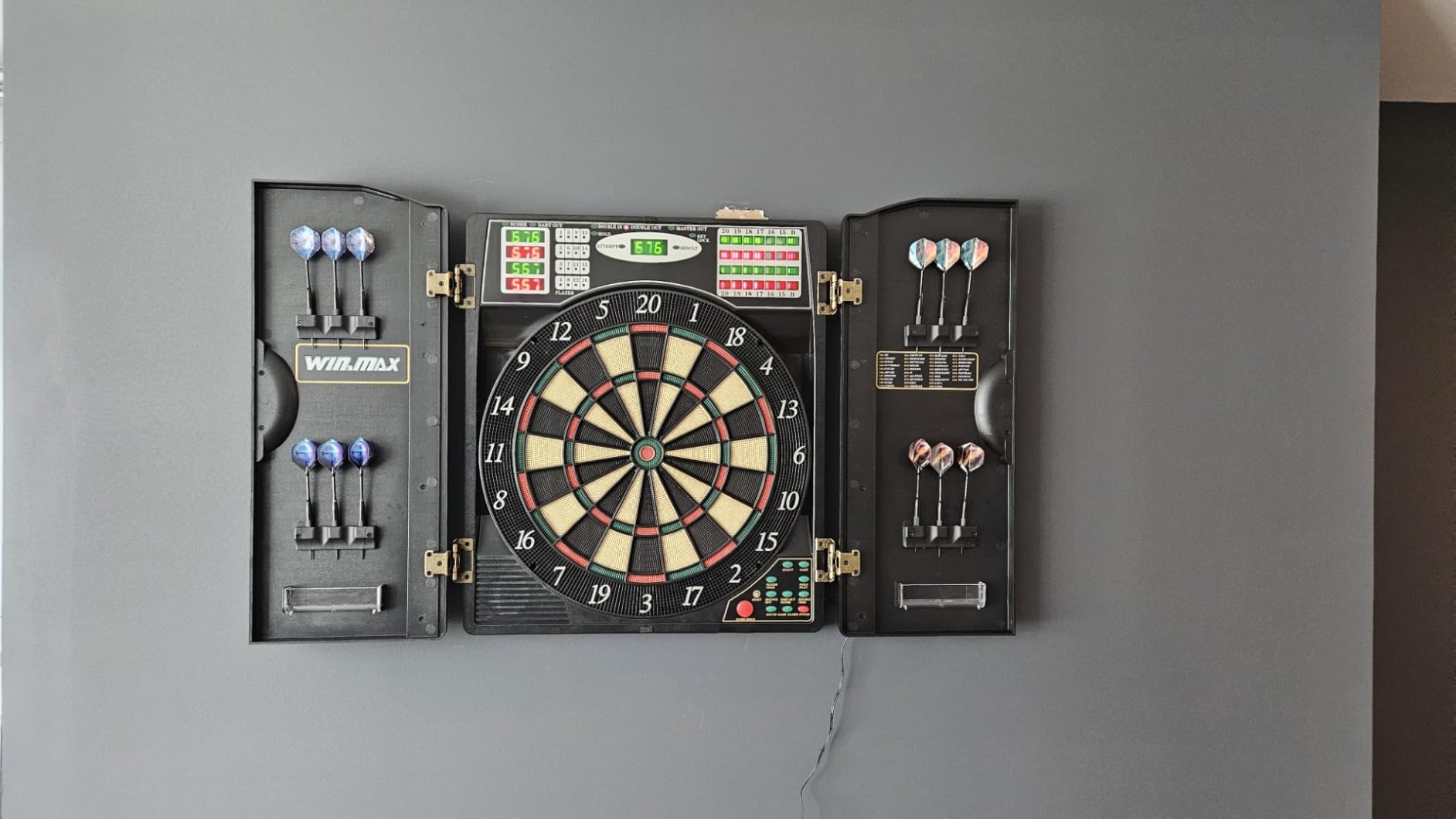 Electronic Dart Board LED Electric Digital Boards with Cabinet 12 Darts customer photo 2
