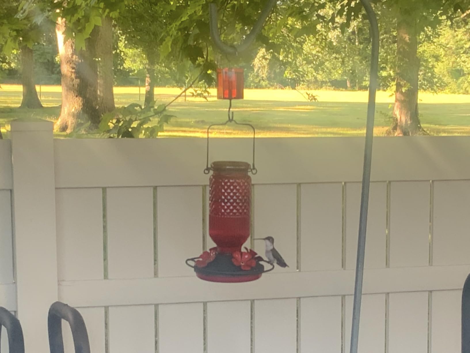 FEED GARDEN Glass Hummingbird Feeder for Outdoors Hanging, 16 oz Leak-Proof Nectar Feeder with Bee Guards & Ant Moat, 4 Metal Flower Feeding Ports, 360° Perch Ring, Easy Refill & Clean, Red customer photo 1
