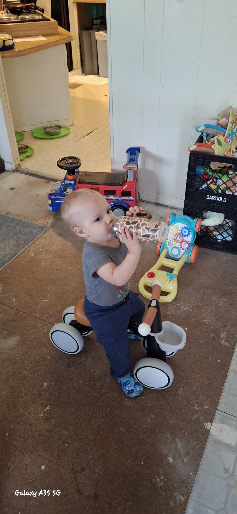 Umatoll Baby Balance Bike Toy for 1 Year Old Boy Girl, First Birthday Gift | 12-24 Months Toddler First Ride on Toys, Colorful Lighting Rear Wheels, Adjustable Seat Baby Walker, Basket customer photo 1