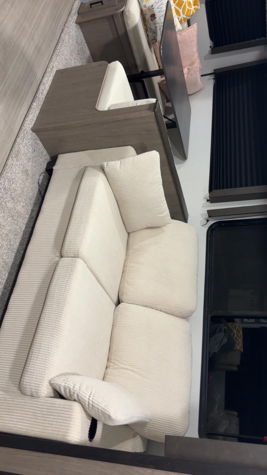 Full Size Pull Out Sleeper Sofa Bed, Pullout Loveseat Couch Bed, Beige customer photo 1