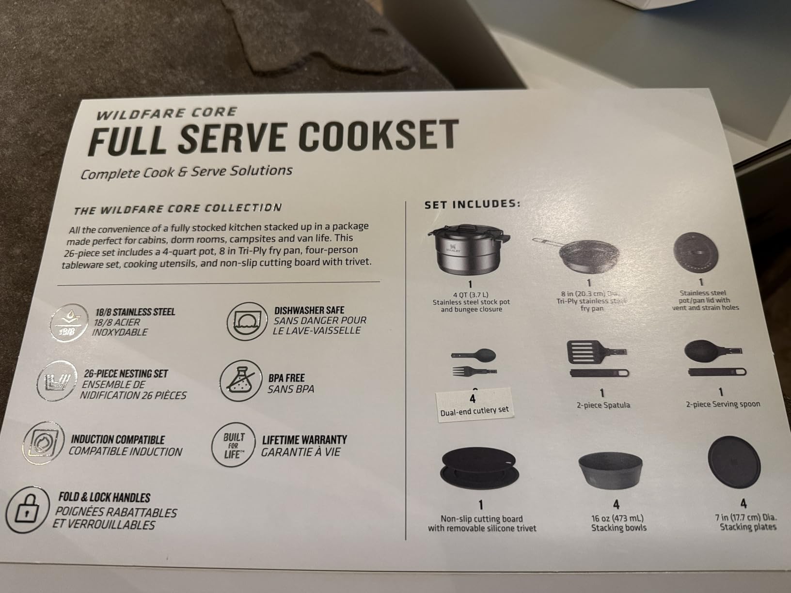 Stanley Wildfare Core 26-Piece Complete Camp Kitchen Cook Set | 4 qt Pot with Lid, 8in Fry Pan | 4 Table Settings, Plates, Bowls, Utensils | Camping Essentials for Your Camp Kitchen | BPA-Free customer photo 2