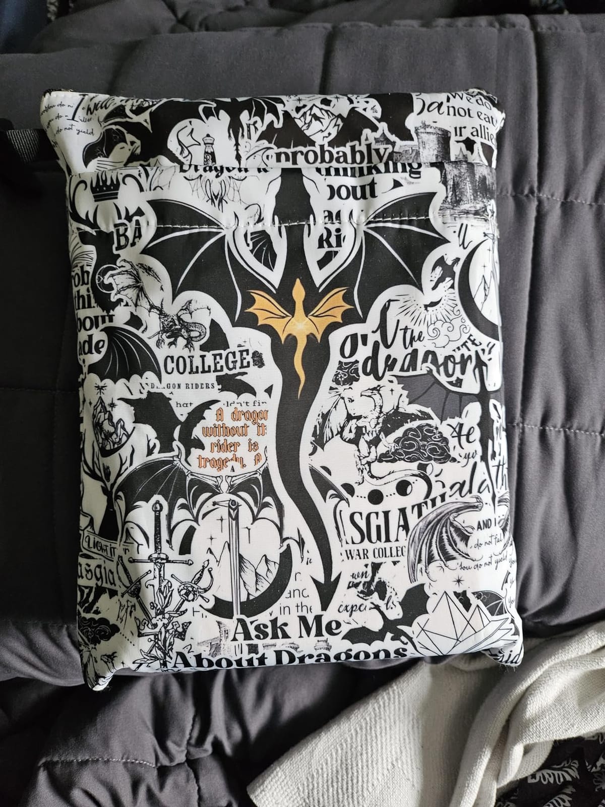 Romantasy Dark Academia Dragons Book Sleeve, Fantasy Novel Reader Gift, Bookish Gifts, Book Inspired Gift, Paperback Book Protector Book Cover Dragons Lovers Book Gifts (Dragons Book-Beige2) customer photo 1