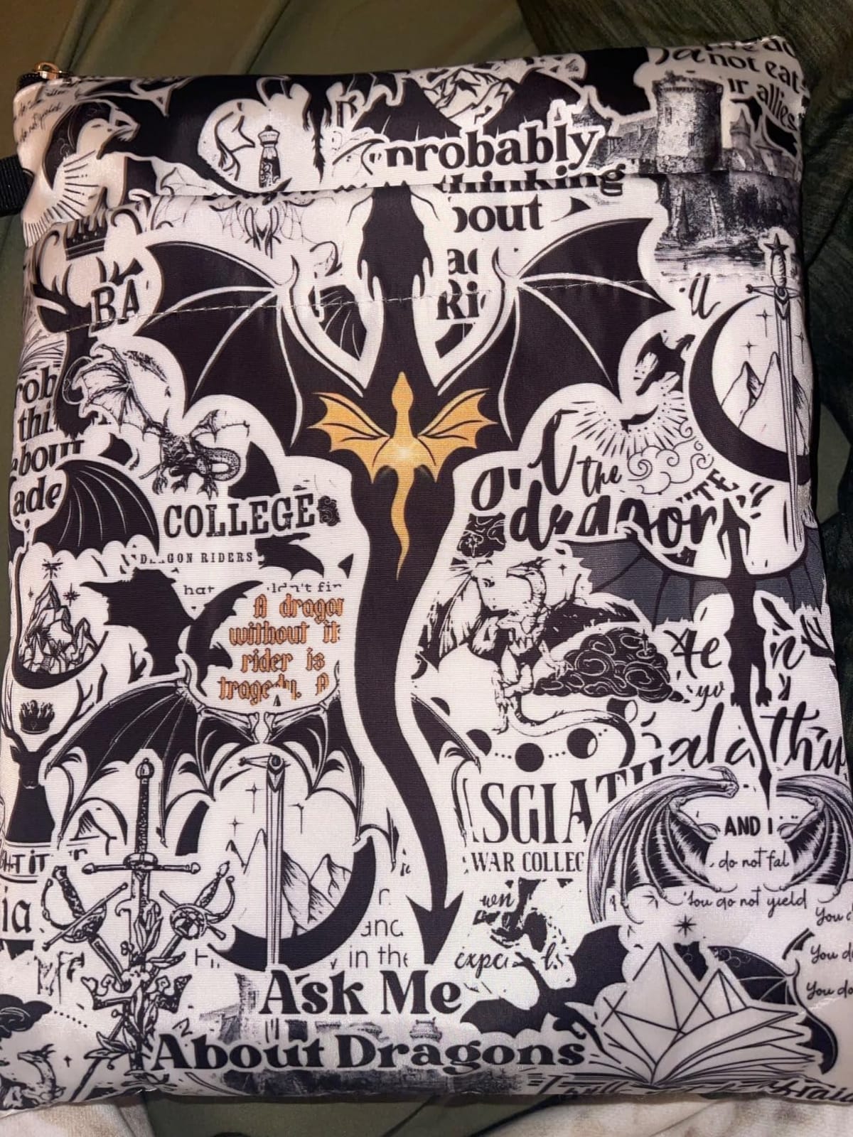 Romantasy Dark Academia Dragons Book Sleeve, Fantasy Novel Reader Gift, Bookish Gifts, Book Inspired Gift, Paperback Book Protector Book Cover Dragons Lovers Book Gifts (Dragons Book-Beige2) customer photo 2