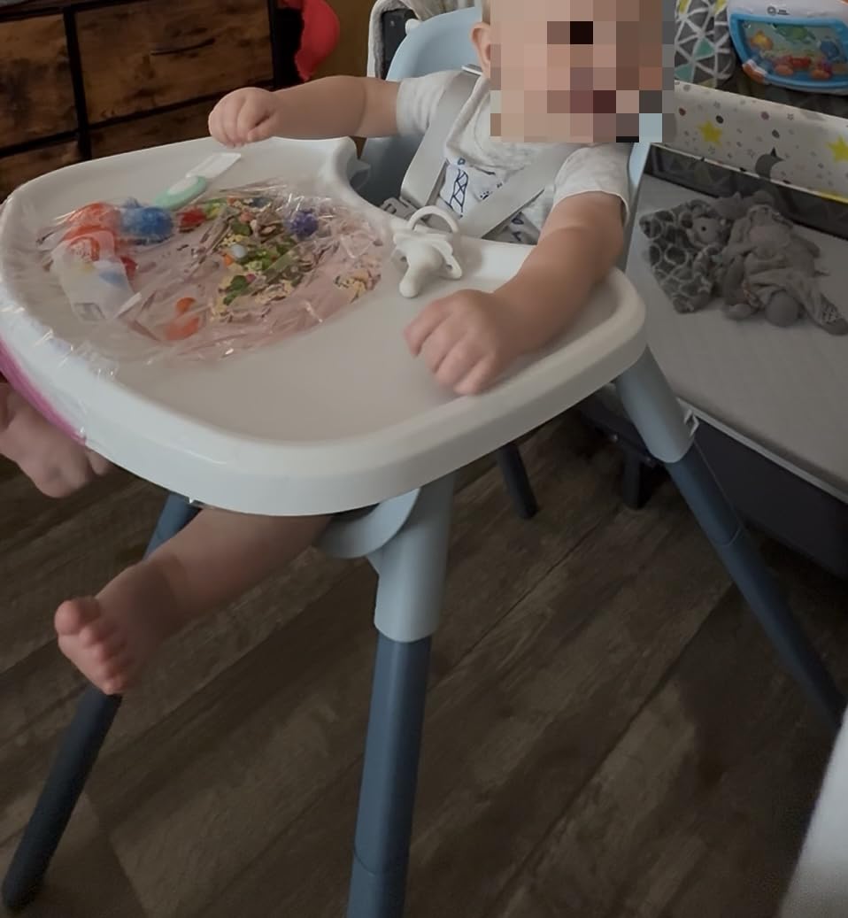 Chicco Zest 4-in-1 Folding High Chair for Babies and Toddlers, Easy Clean | Capri/Blue, wipeable one-piece seat, BPA-free tray, toddler and baby chair, youth stool, up to 60 lbs customer photo 1
