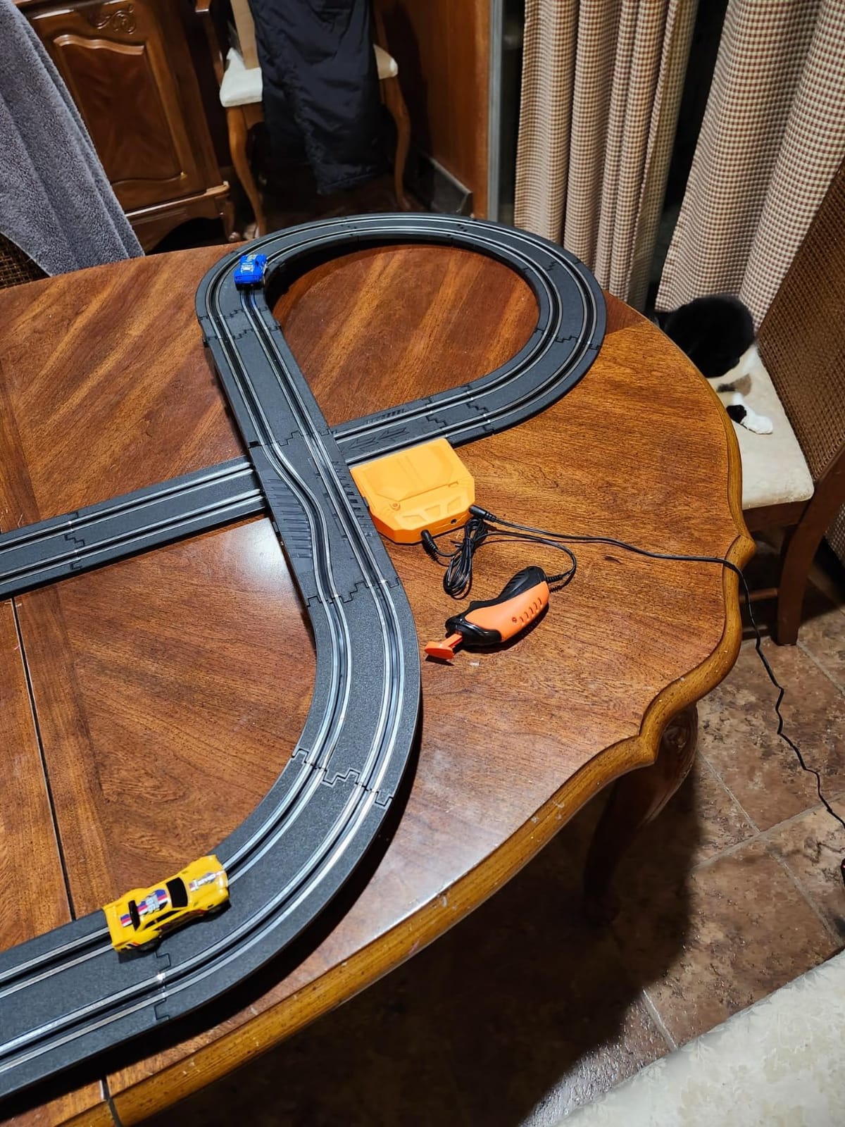 Slot Car Race Track Sets for Boys,Race Car Track with 4 High-Speed Slot Cars,Battery or Electric Car Track,Dual Racing Game Lap Counter Track Sets,Toys Gifts for Boys Girls Ages 6 7 8-12 customer photo 1