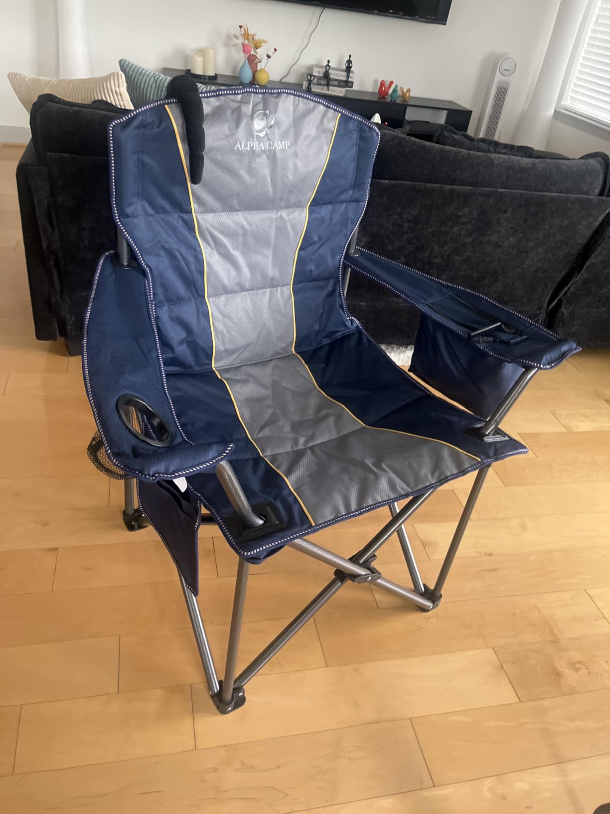 ALPHA CAMP Oversized Fully Padded Camping Chairs with Lumbar Support | Heavy Duty 500 LBS, Steel Frame, Cooler Bag, 600D Oxford, Cup Holder, Carry Bag customer photo 1