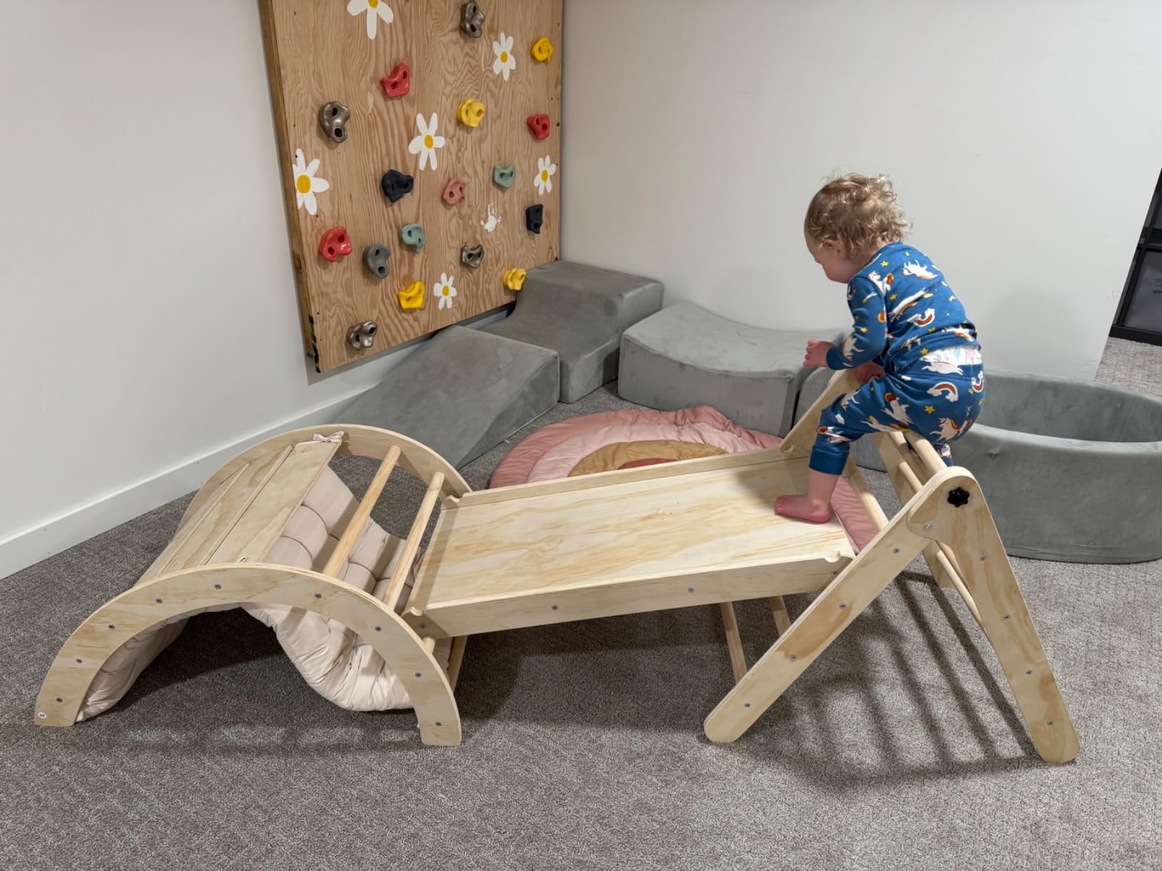 Pikler Triangle Set with Cushion, 7 in 1 Toddler Climbing Toys Indoor | Foldable Space-saving Design, Montessori-inspired Learning, Reversible Slide & Ramp, ASTM F963 Standards for Toddlers 18M-5Y customer photo 2