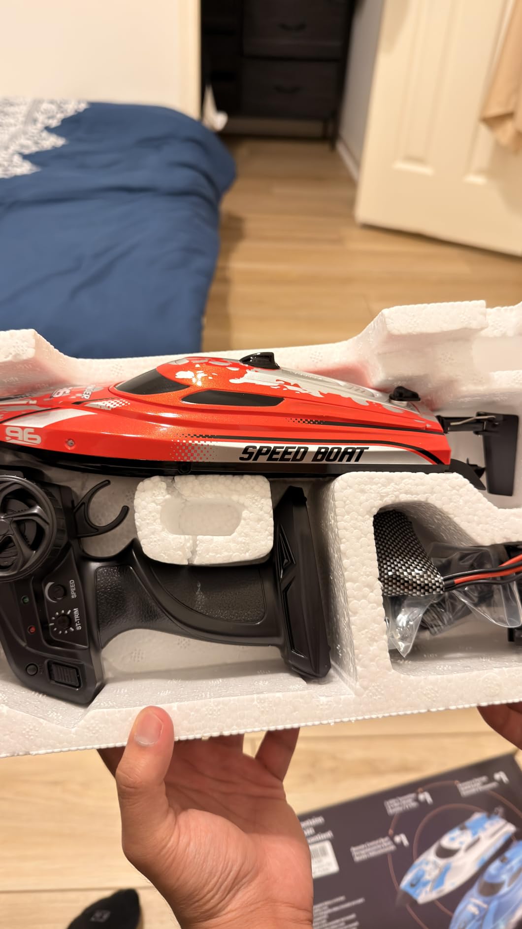 BEZGAR RC Boat TX126-12 Inch Remote Control Boat for Lakes and Pools | 25 KPH High Speed; Waterproof Design; 700mAh Rechargeable Battery; Ideal Toy Boat for Kids Adults; Red customer photo 1
