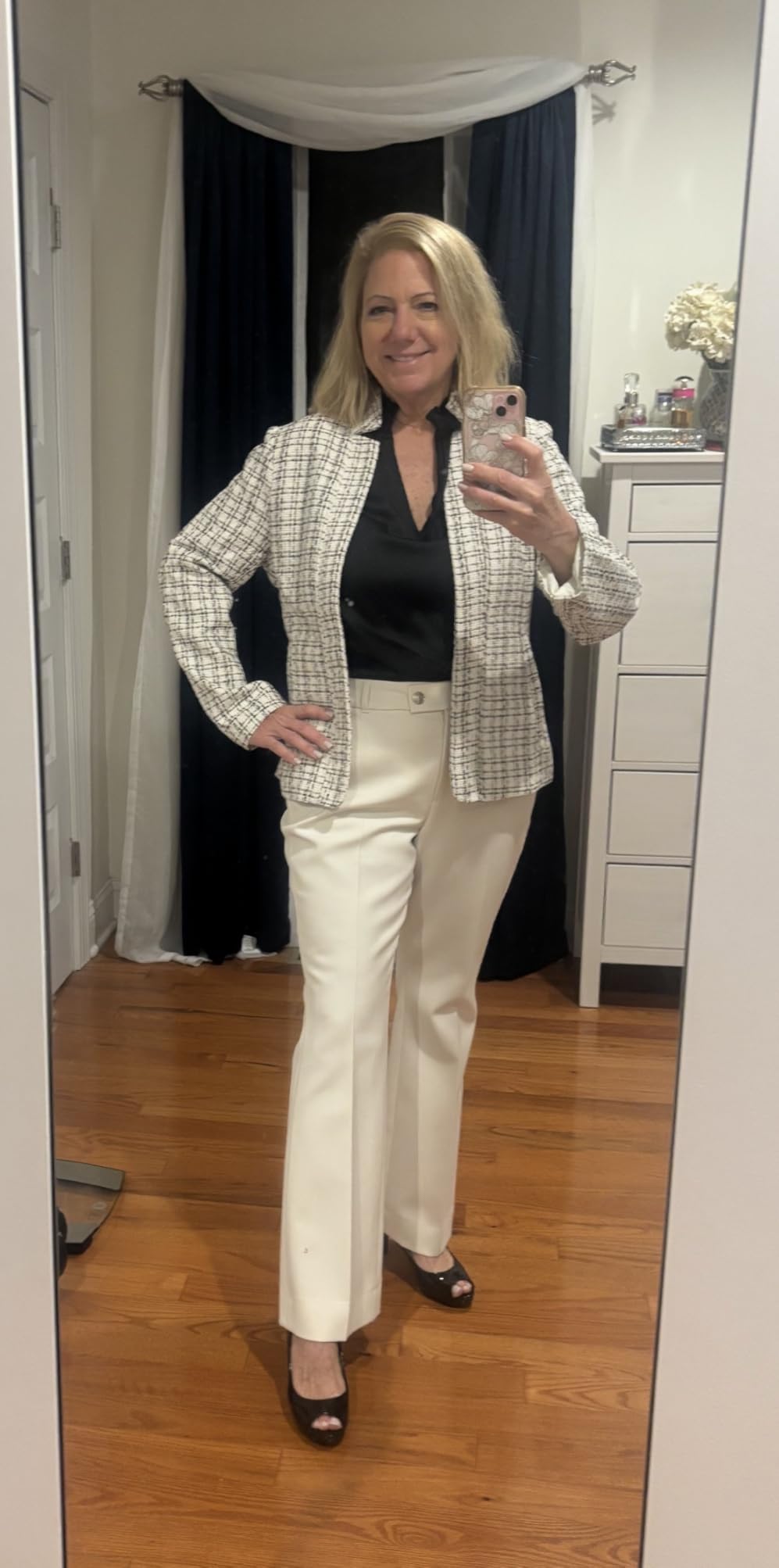ELLEVEN Womens' Tweed Open Front Blazer customer photo 1