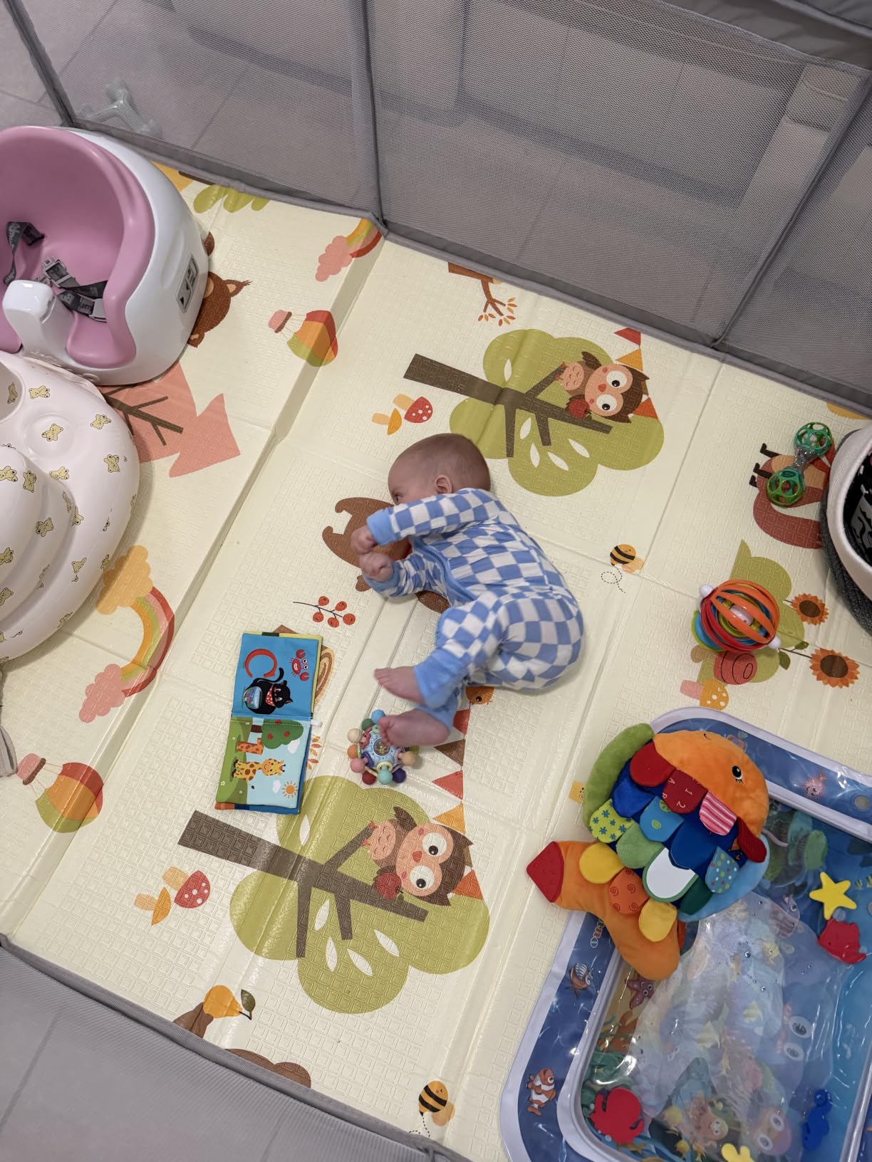XVISHX Baby Play Mat, 50 x 50 Inch Play Mat Perfect for Use Baby Playpen, Foldable Baby Foam Playmat for Floor, Portable Waterproof Activity PlayMats for Babies, Infants and Toddlers customer photo 1