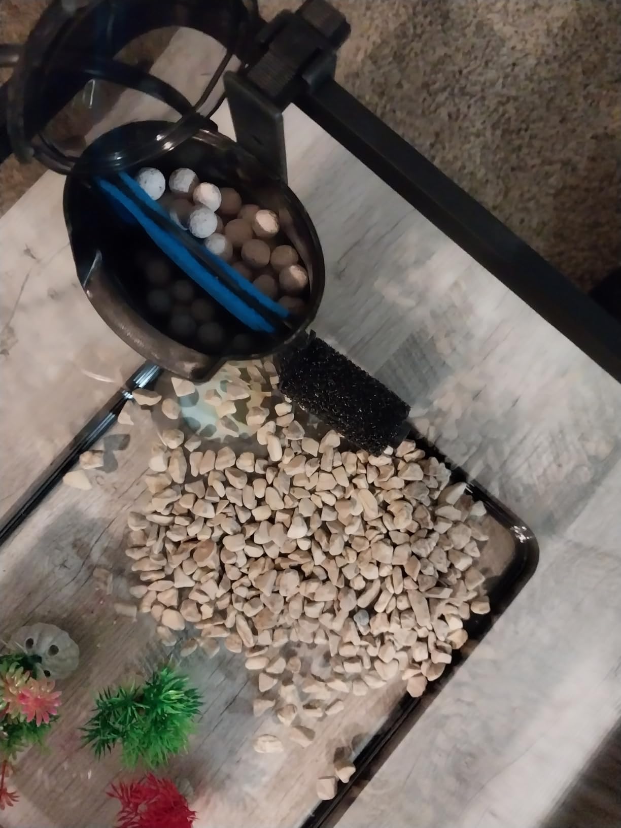 (Tank + Light + Filter + Filter Balls) Turtle Tank Kit, Turtle Tank Starter Kit,Bottom Drainage, Multi-Function Areas for Turtles, Crabs,Fishes, Amphibians,Reptiles. (21.65 × 12.28 × 12.28 Inch) customer photo 2
