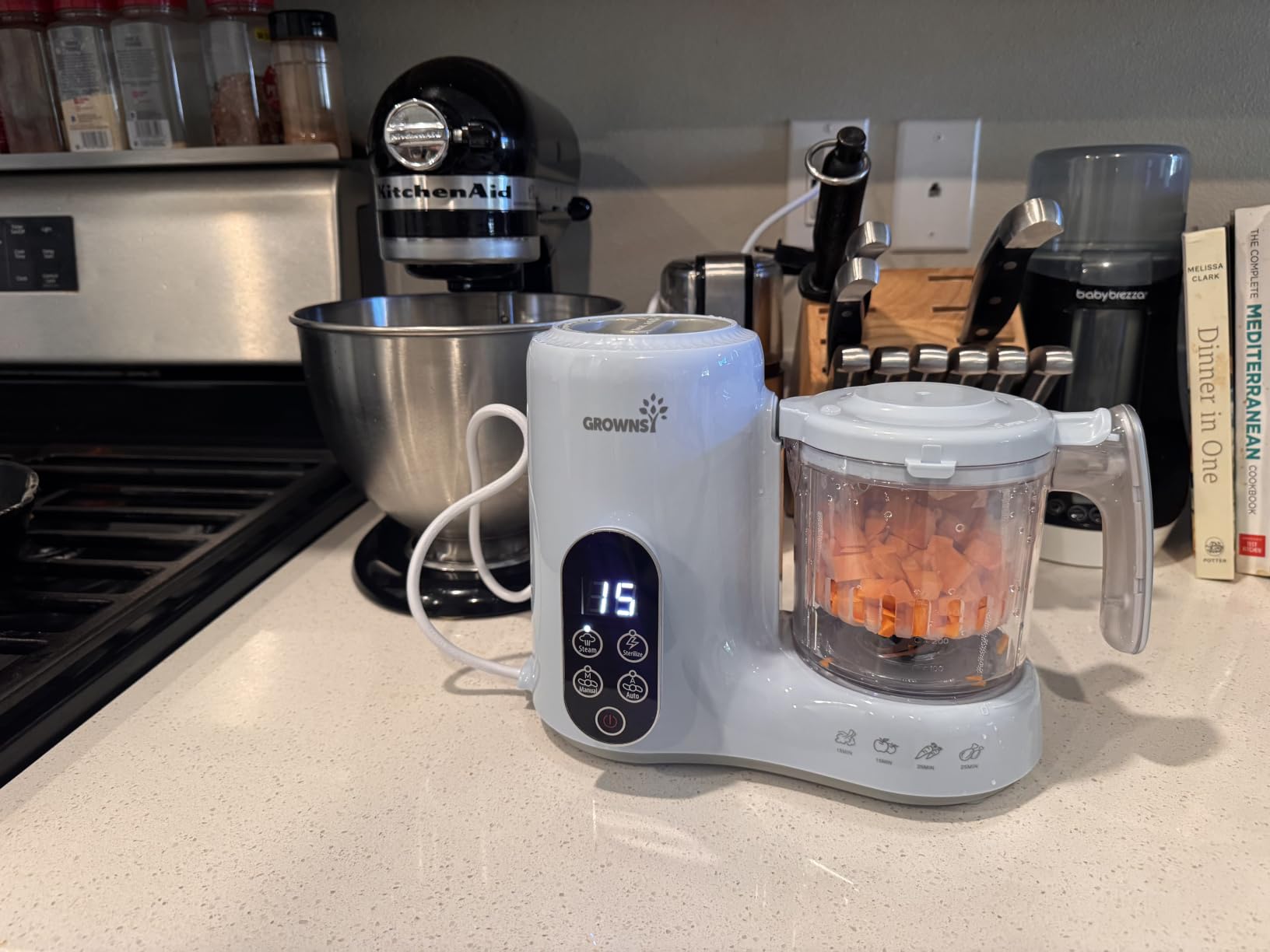 Grownsy Baby Food Maker, Steamer & Blender Baby Food Processor, White | BPA-Free Elevated Steam Basket, Healthy Homemade Baby Food Purees, Starting Solids & BLW, Baby Feeding Essentials, 6+ Months customer photo 2
