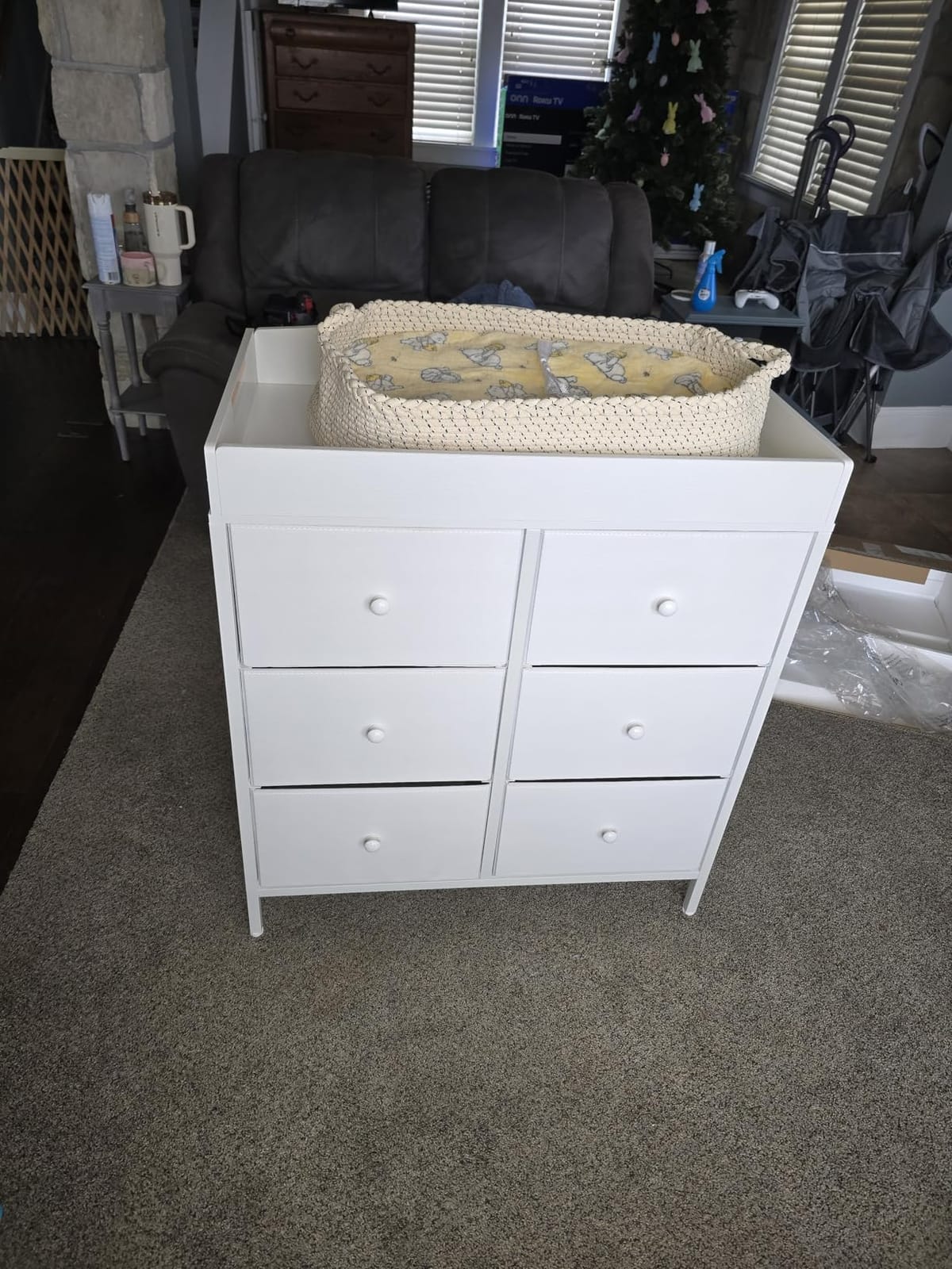 BOLUO White Changing Table Dresser with 6 Drawers Baby Dresser with Changing Table Top Diaper Changing Station with Storage for Nursery Modern customer photo 2