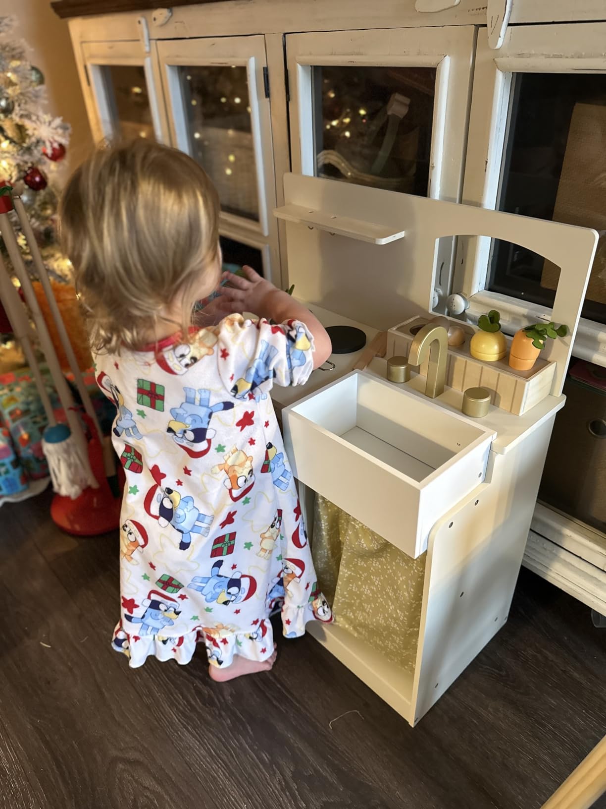 Tiny Land Wooden Play Kitchen for Toddlers, Compact Cream Pretend Play Set customer photo 2