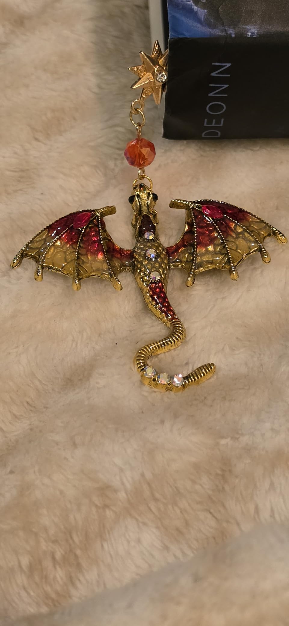 Sward Fourth Wing Bookmark - Fantasy Dragon Book Mark Vintage Tassel Metal Pendant Antique Gold Red Bookmarks Page Accessories Reading Lovers Club Gift Men Boys Students Bookish Readers customer photo 2