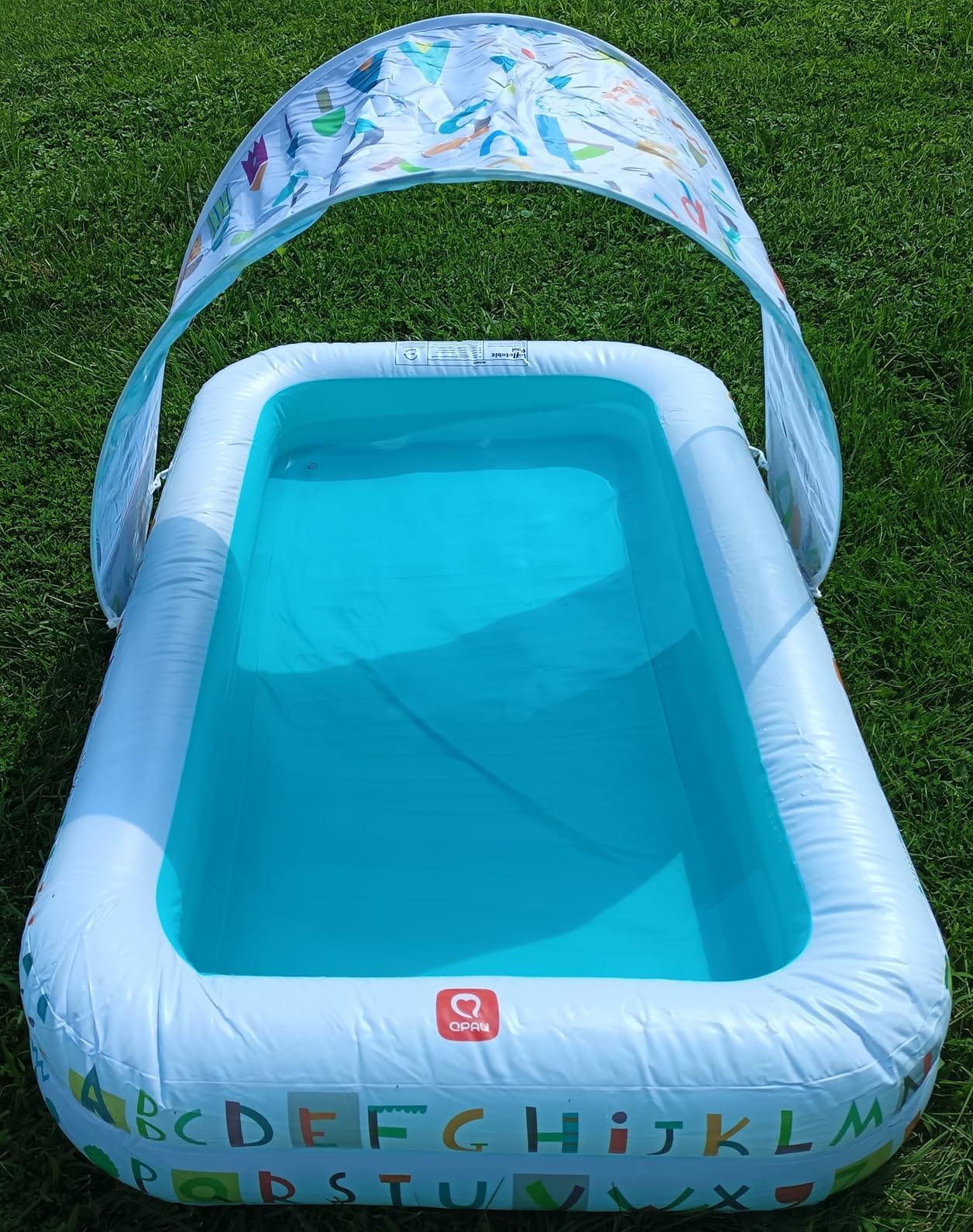 QPAU Kiddie Pool with Canopy, Inflatable Design, 65 x 39 in, Blue | Inflatable Design with Soft Cushioned Floor, Converts to a Ball Pit for Kids, for Indoor and Backyard Play customer photo 1