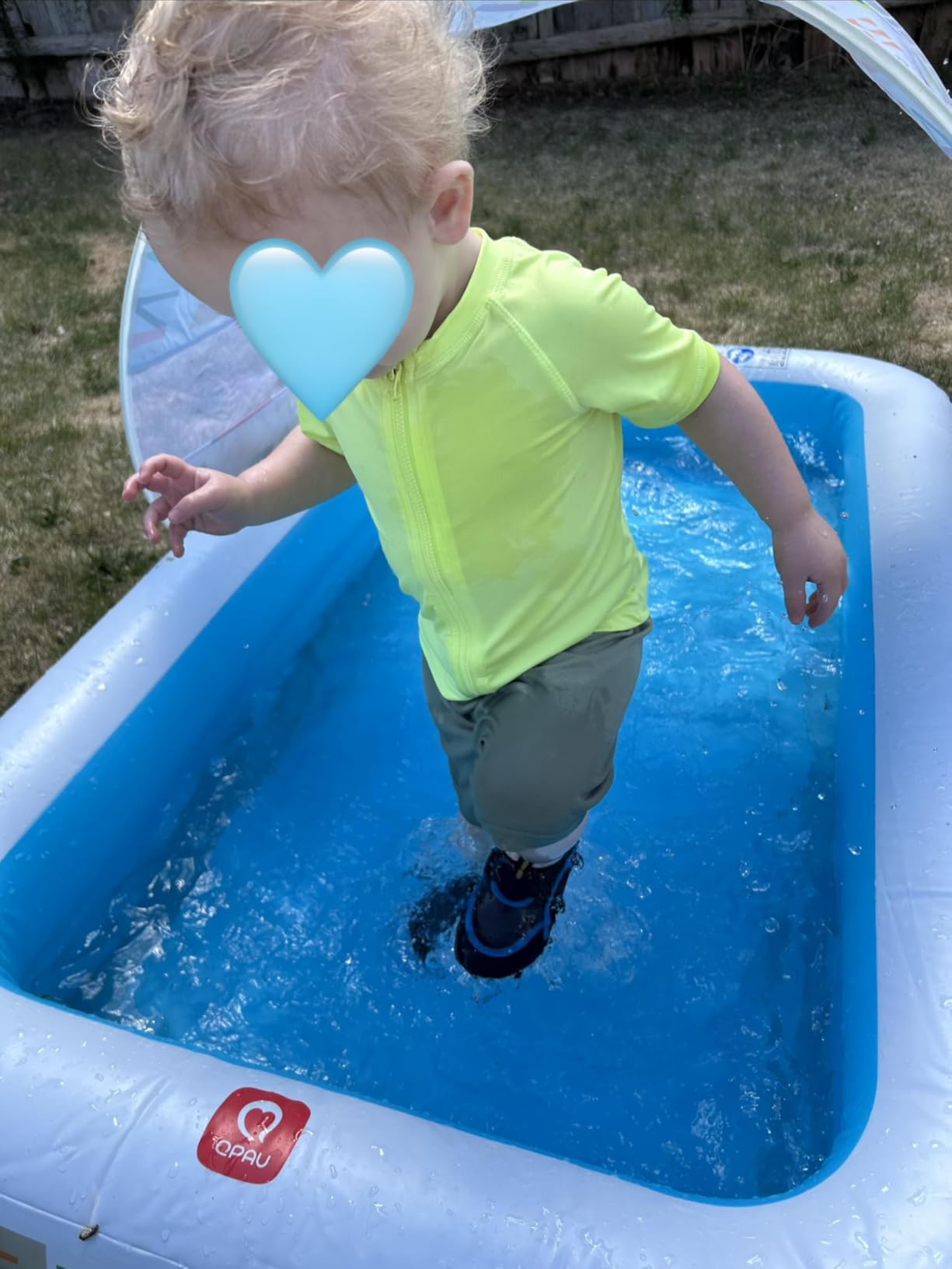 QPAU Kiddie Pool with Canopy, Inflatable Design, 65 x 39 in, Blue | Inflatable Design with Soft Cushioned Floor, Converts to a Ball Pit for Kids, for Indoor and Backyard Play customer photo 2
