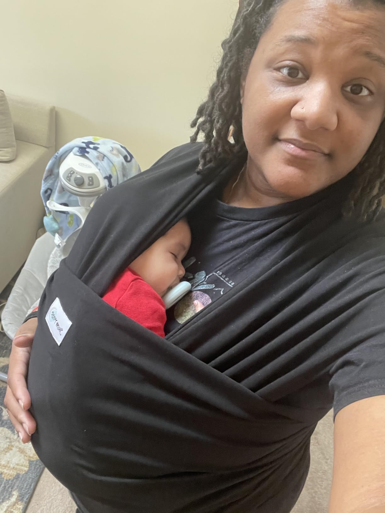 Sleepy Wrap Baby Carrier Wrap for Infants 7-35lbs, Lightweight, Dark Gray | Soft & Stretchy Baby Wrap Carrier for Newborns to Toddler, Hip-Healthy, Hands-Free Baby Wearing Wrap for Postpartum Support customer photo 2