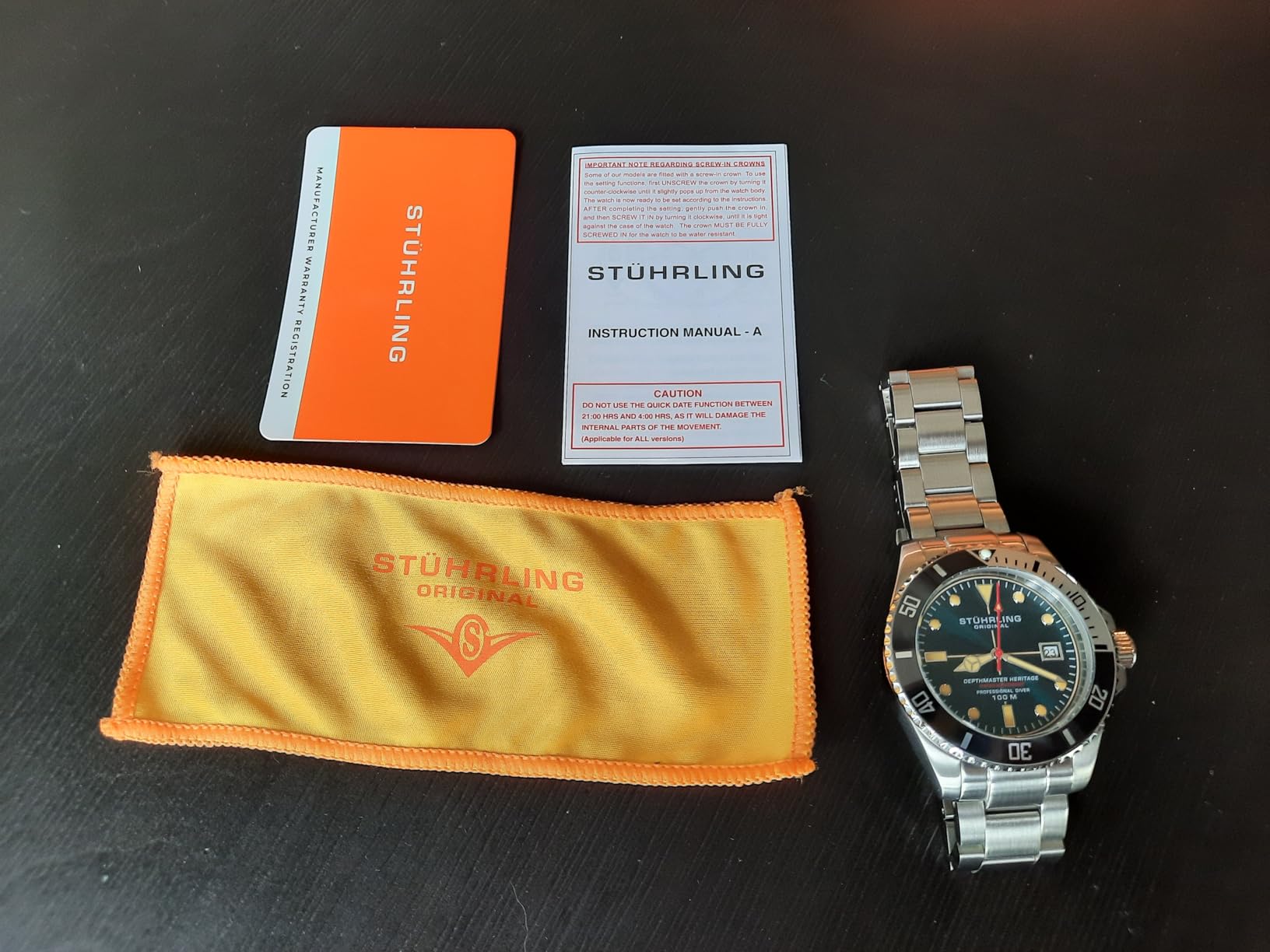 Stuhrling Depthmaster Heritage Diver Swiss Quartz Watch, 42mm, Stainless Steel, 100M Water Resistant customer photo 2