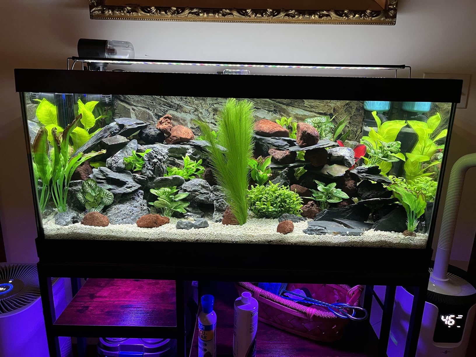 Reinforced 40-50 Gallon Aquarium Stand with Power Outlet, Ultra-Stable 720LBS Capacity Metal Fish, Tank Stand for Reptile/Aquatic Setups, 5-Tier Adjustable 37