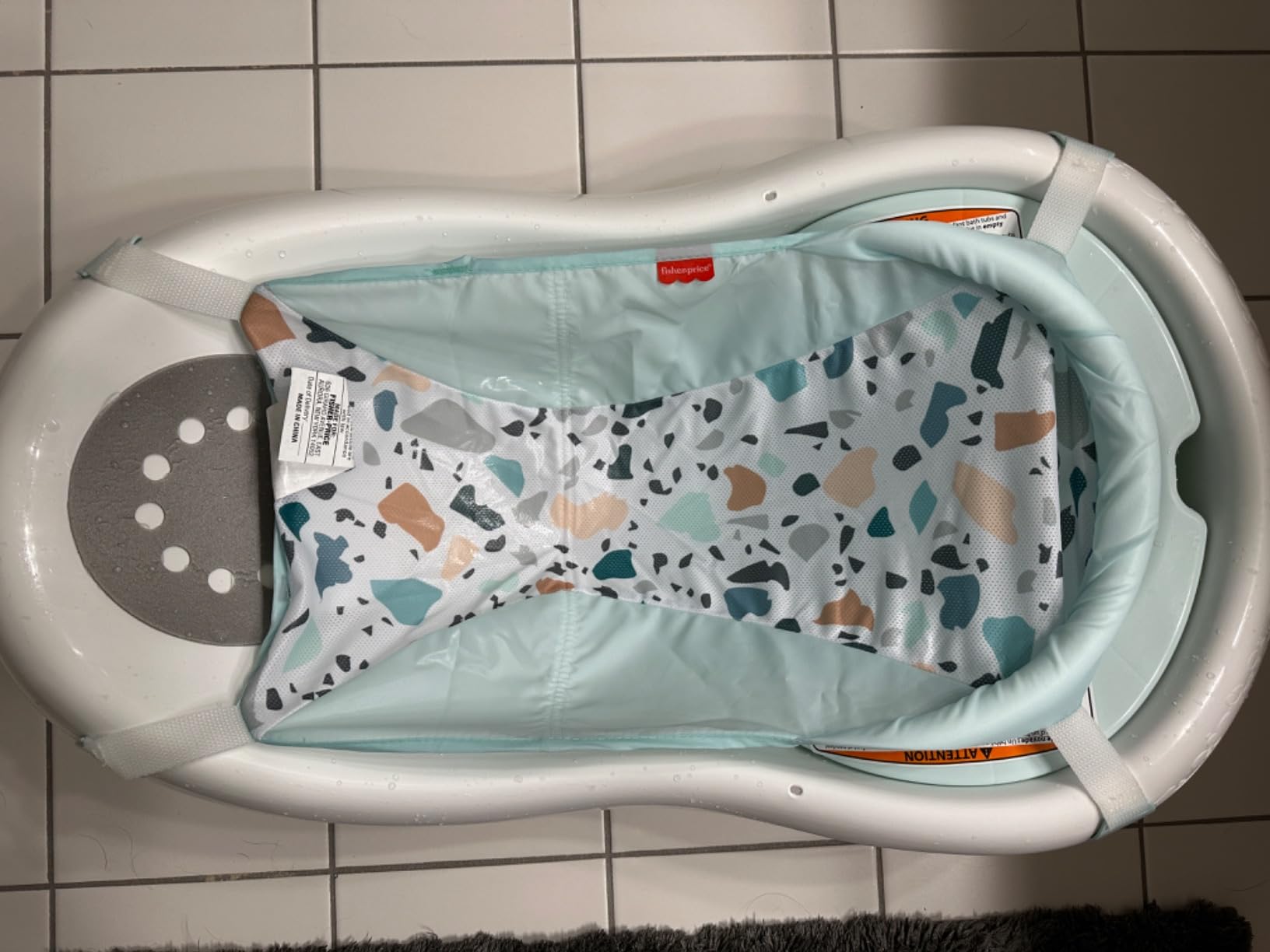 Fisher-Price Baby to Toddler Bath 4-in-1 Sling 'N Seat Tub with Removable Infant Support and 2 Toys, Pacific Pebble customer photo 1