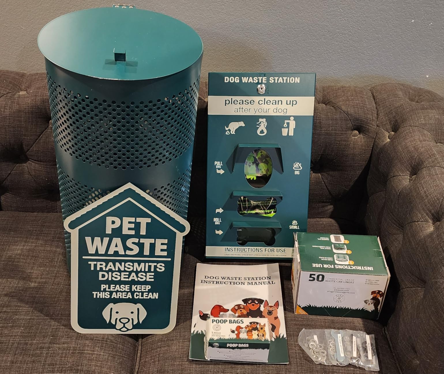 ALAGPRO® Pet Waste Station Outdoor Dog Waste Station with Hand Sanitizer Bottle, Commercial Dog Poop Station with Free 400 Roll, 200 Pull Waste Bags & 50 Can Liners for Backyard, Park & HOA's customer photo 1