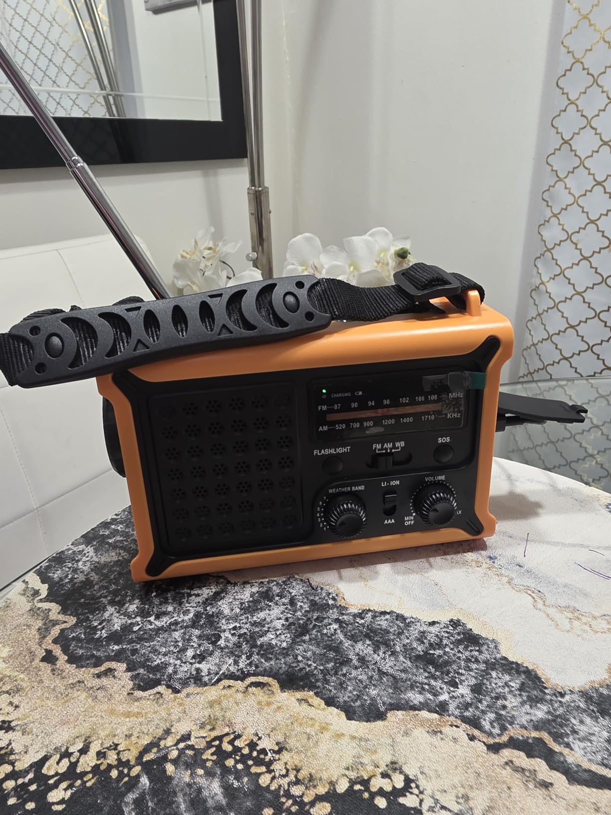 Solar Radio Emergency Hand Crank 12000mAh with Clear Signal | AM FM NOAA Weather Radio Battery Operated with 2-Mode LED Flashlight Cell Phone Charger Dual Outputs SOS customer photo 1