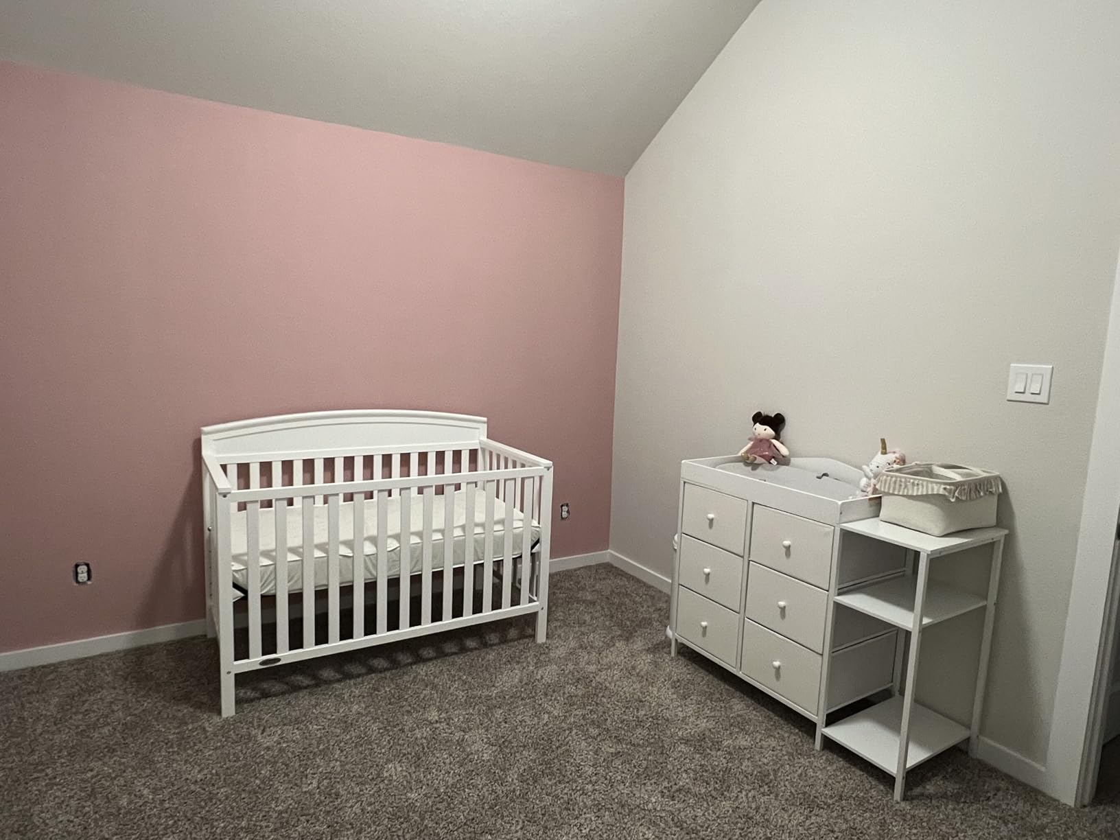 BOLUO Baby Dresser with Changing Table Top, White Changing Table Dresser with 6 Fabric Drawers Diaper Changing Station with Storage Shelf for Nursery Modern customer photo 1