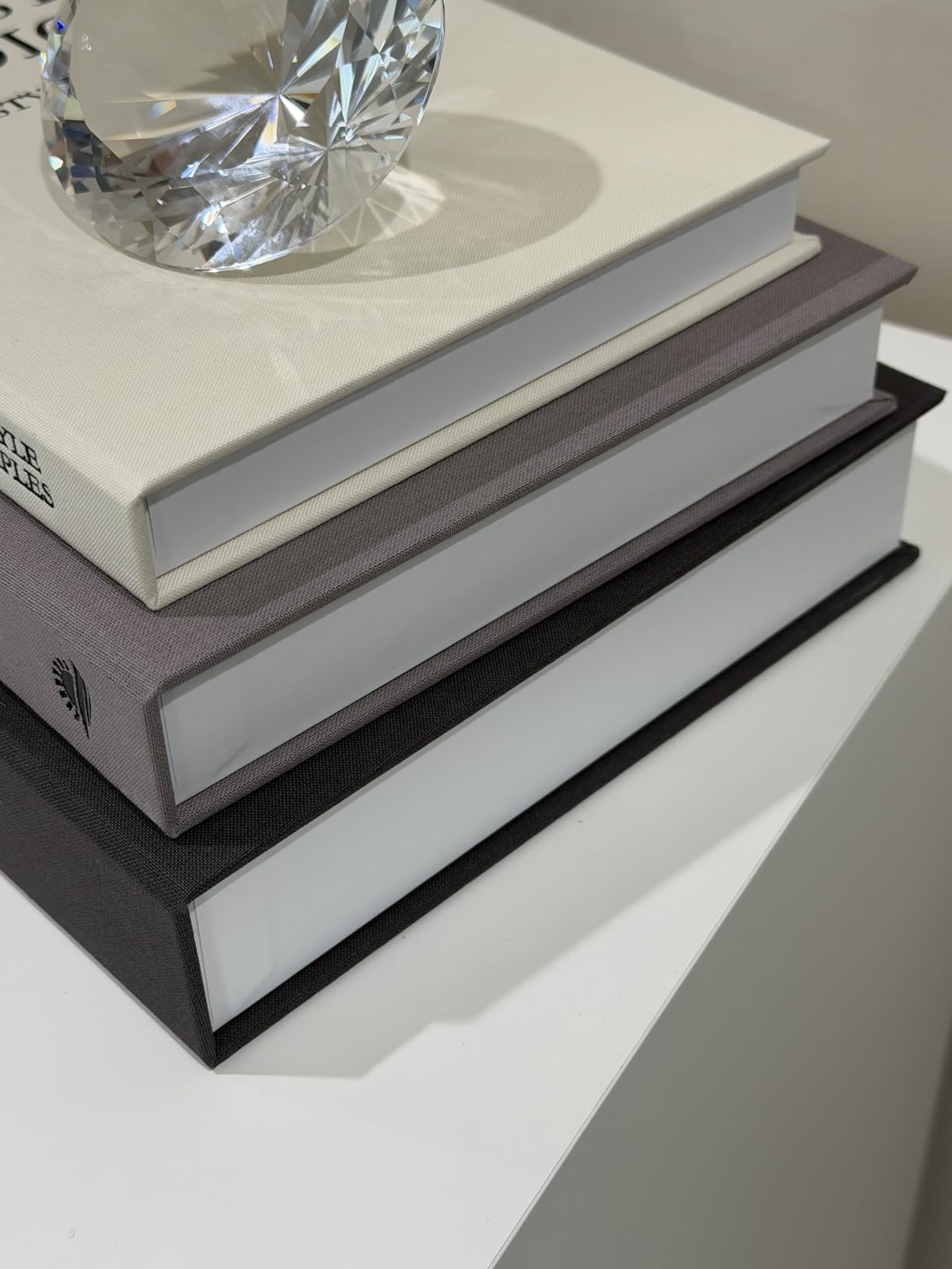 1DOT2 Decorative Books Set of 3, Black-Gray-Beige Luxury Coffee Table Books customer photo 1