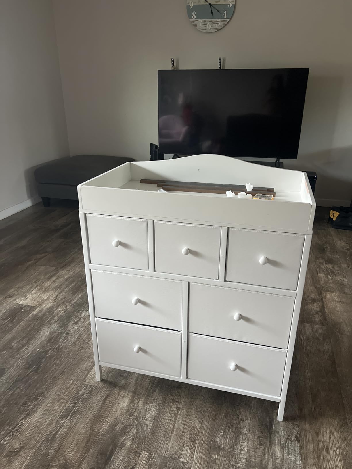 BOLUO Changing Table Dresser with Storage, Baby Dresser with Changing Table Top Diaper Changing Station with 7 Fabric Drawers for Nursery Modern customer photo 2