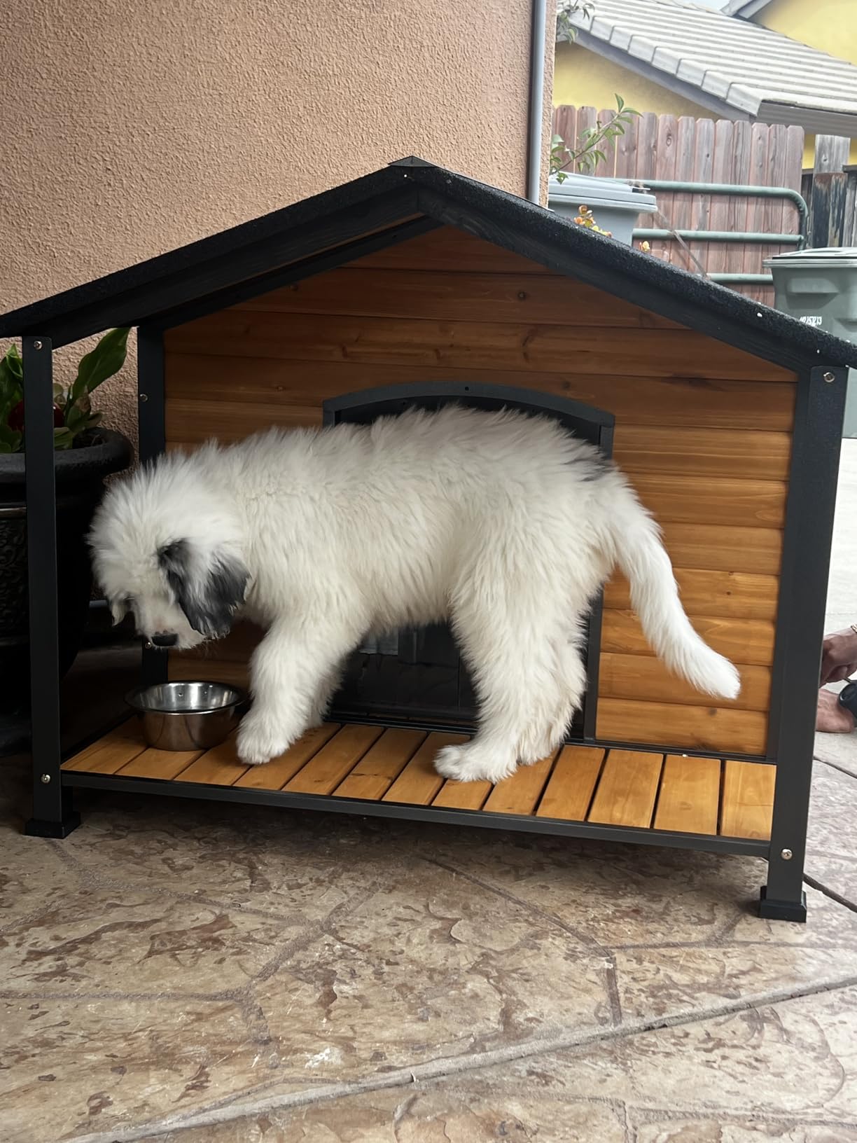 Aivituvin Heated Outdoor Dog House with Adjustable Heating Pad, Removable Insulated Liner, Metal Frame and Waterproof Roof, Warm Shelter for Cold Weather (50.9