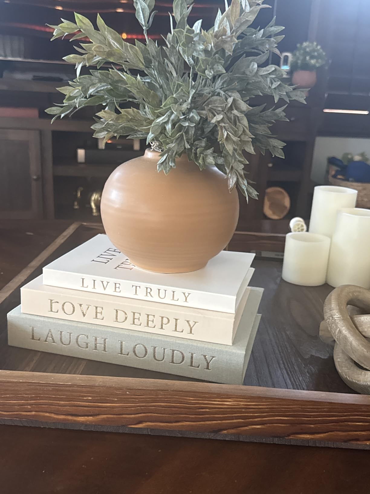 Aesthetic Decorative Books, Set of 3 Linen Faux Books for Decoration customer photo 1